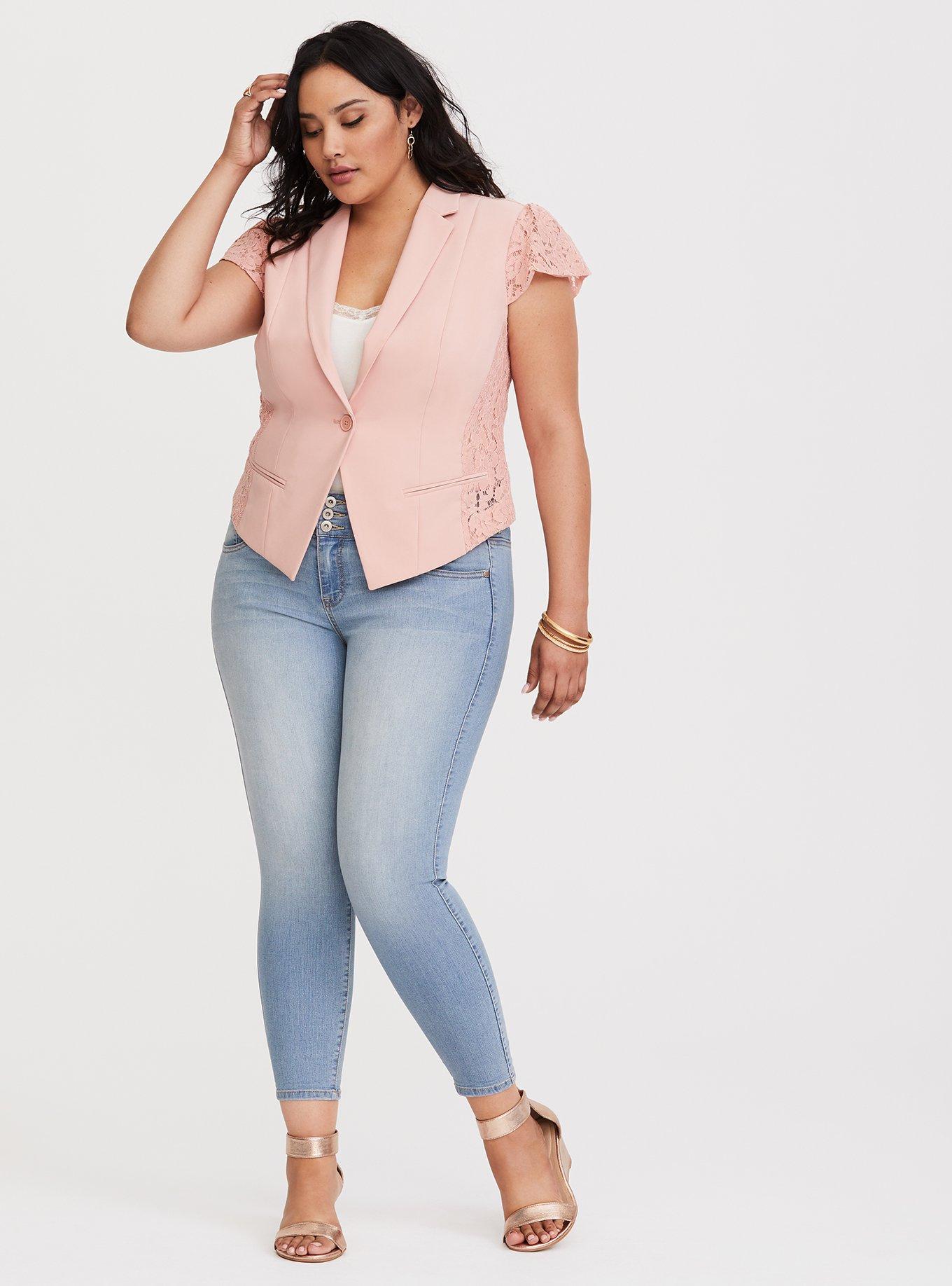 Ruffle Sleeve Blazer, PEACH DREAM, alternate