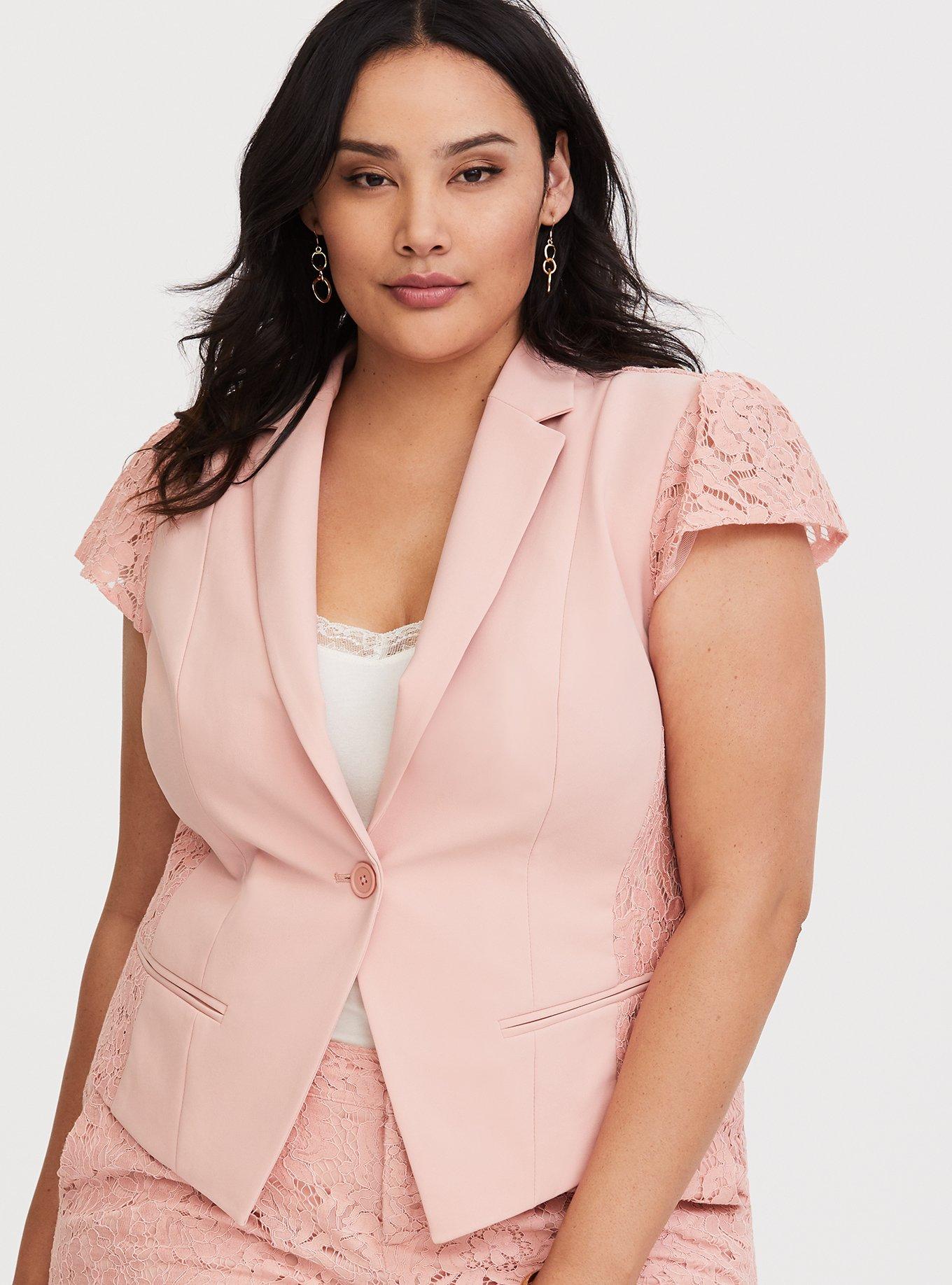 Ruffle Sleeve Blazer, PEACH DREAM, hi-res