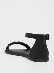Plus Size Braided Flat Sandal (WW), BLACK, alternate
