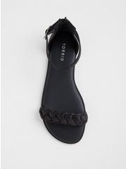 Plus Size Braided Flat Sandal (WW), BLACK, alternate