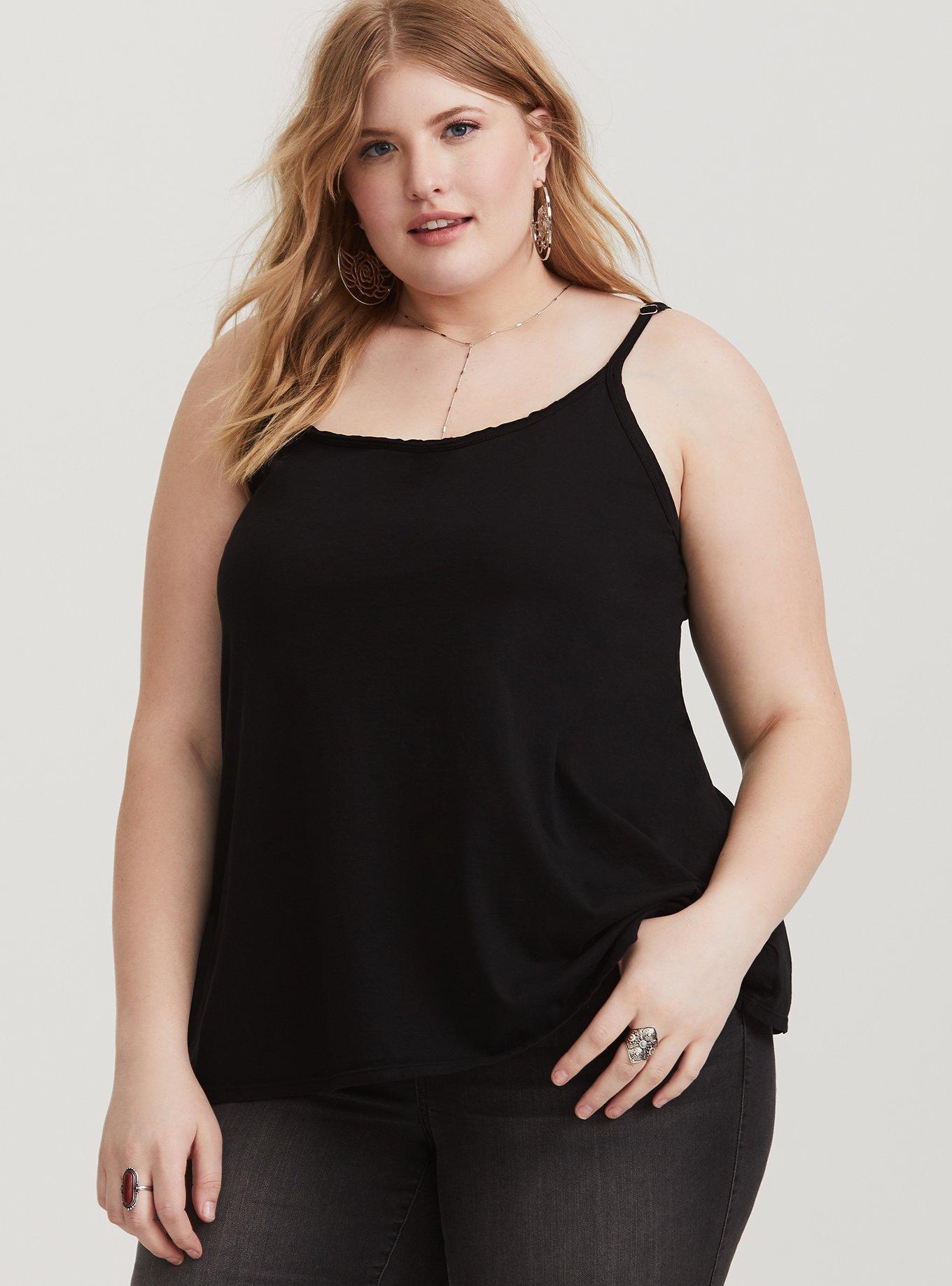 Premium Black Scoop Neck Cami, BLACK, hi-res