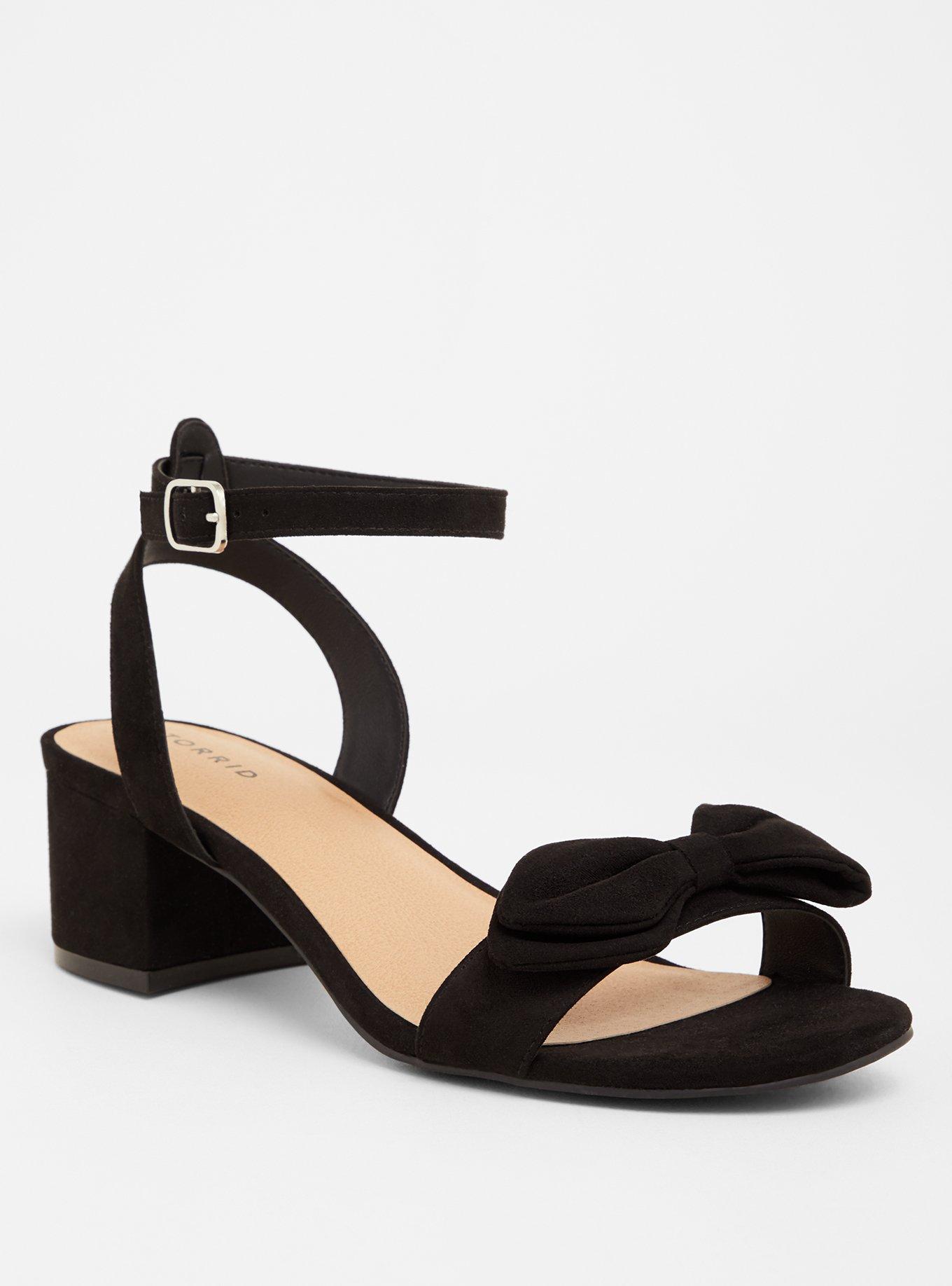 Plus Size Black Faux Suede Bow Sandal Wide Width Torrid
