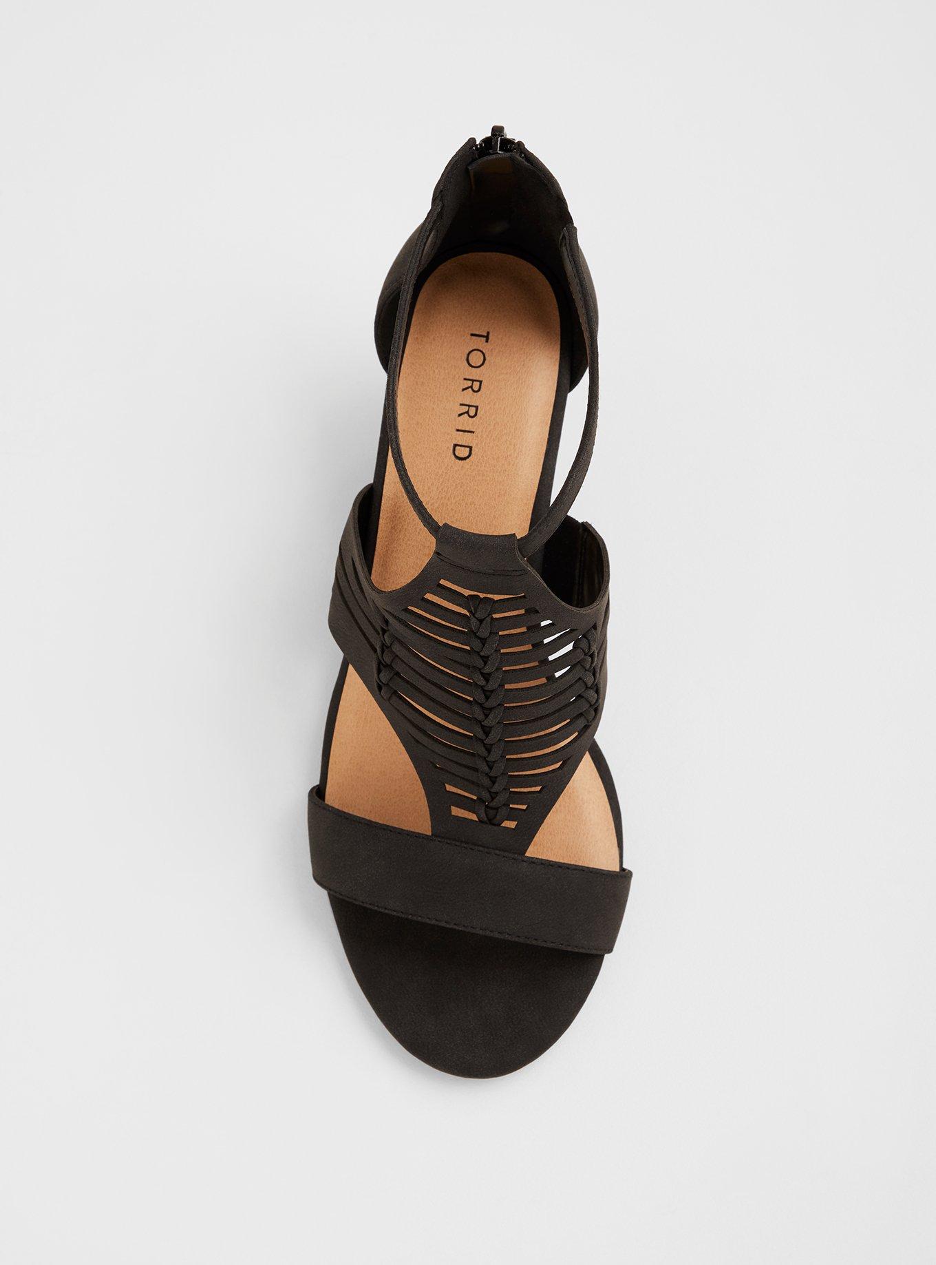Plus Size Black Whipstitch Wedge Sandal Wide Width Torrid
