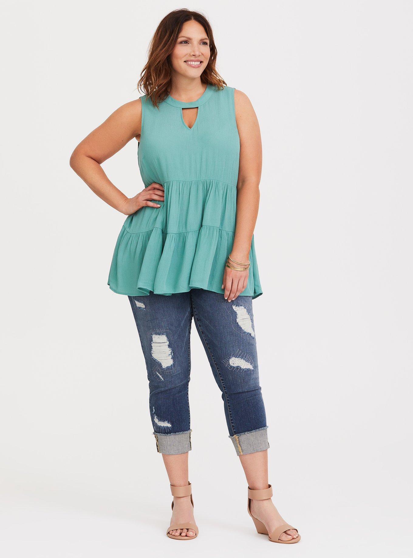 Plus Size Seafoam Green Hi-Lo Surplice Tunic, NONEC, alternate