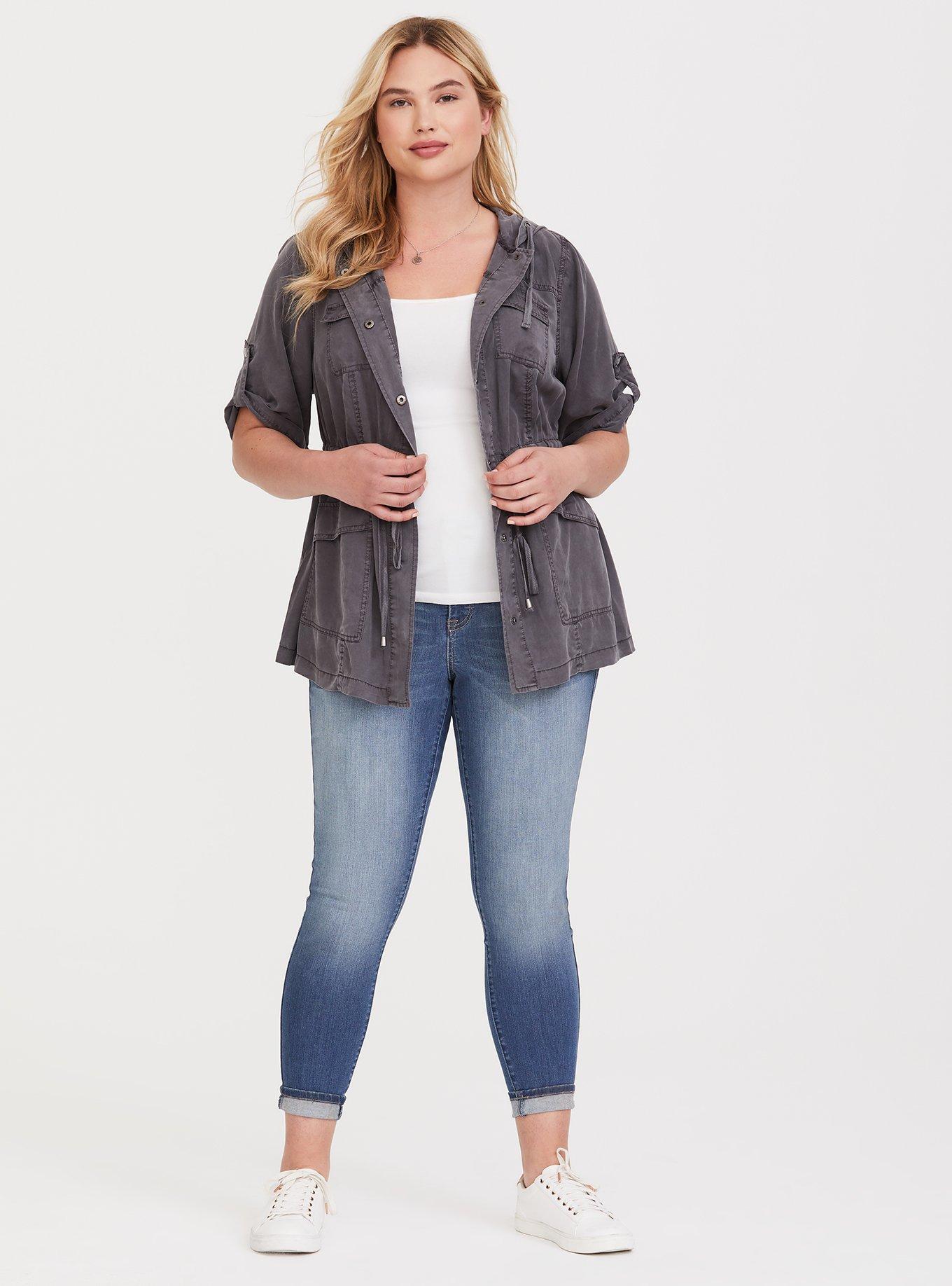 Plus Size - Grey Hooded Anorak - Torrid