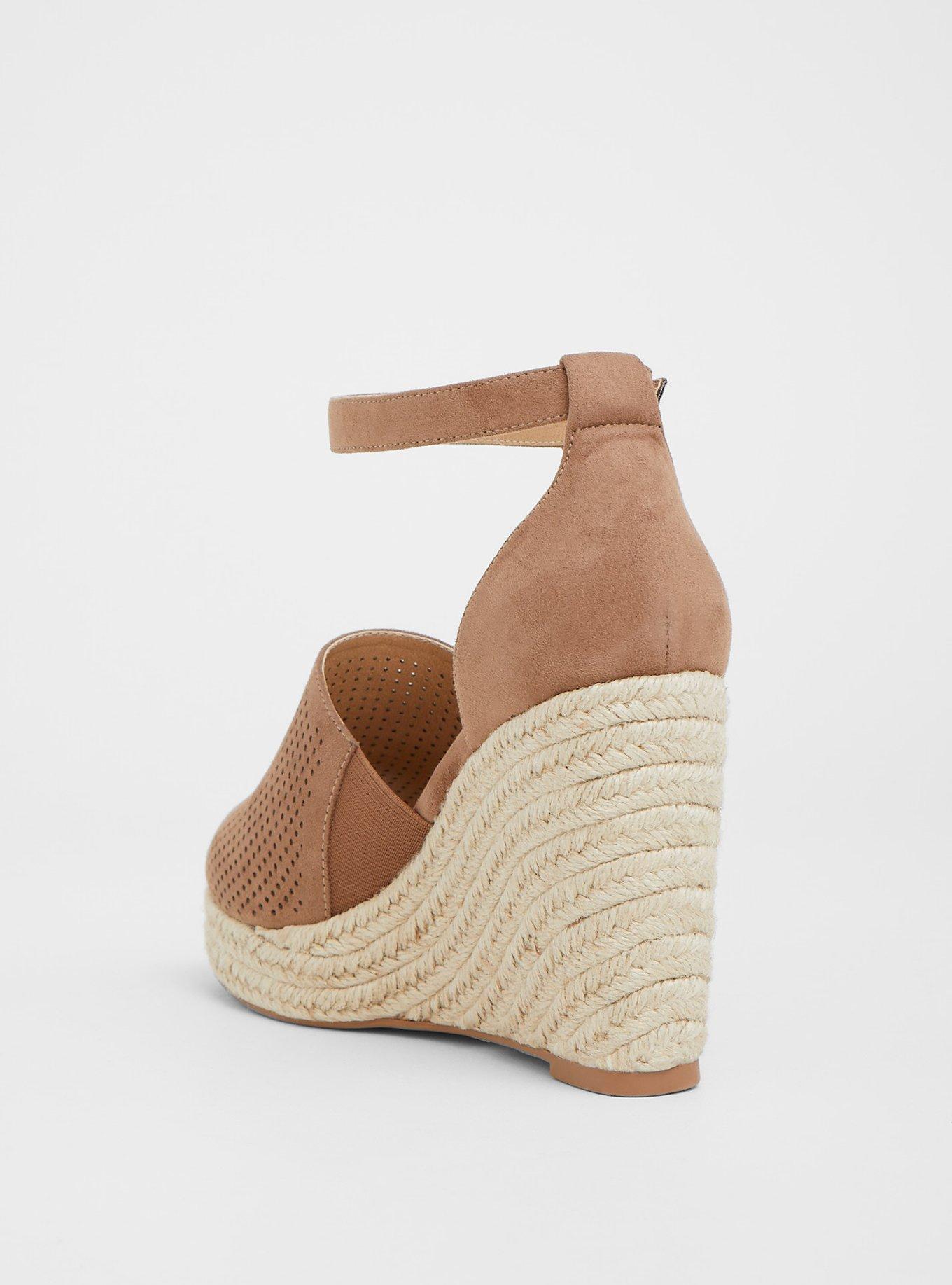 Plus Size Perforated Espadrille Wedge (WW), TAN BEIGE, alternate