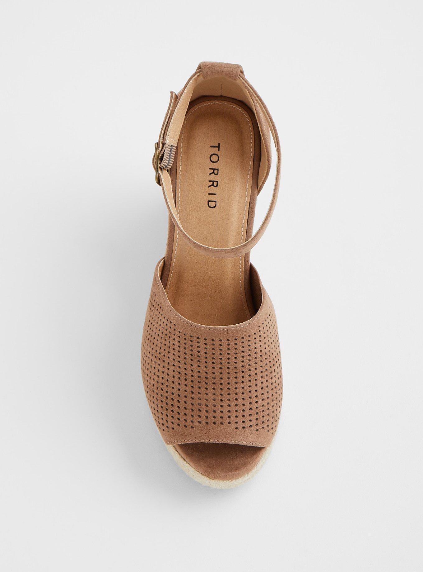 Plus Size Perforated Espadrille Wedge (WW), TAN BEIGE, alternate