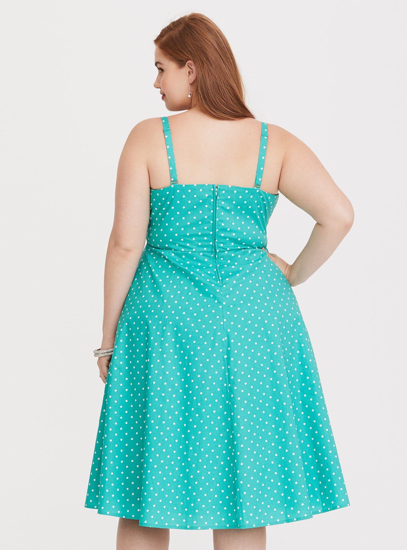 POLKA DOT PRINT CORSETRY-INSPIRED DRESS - Khaki