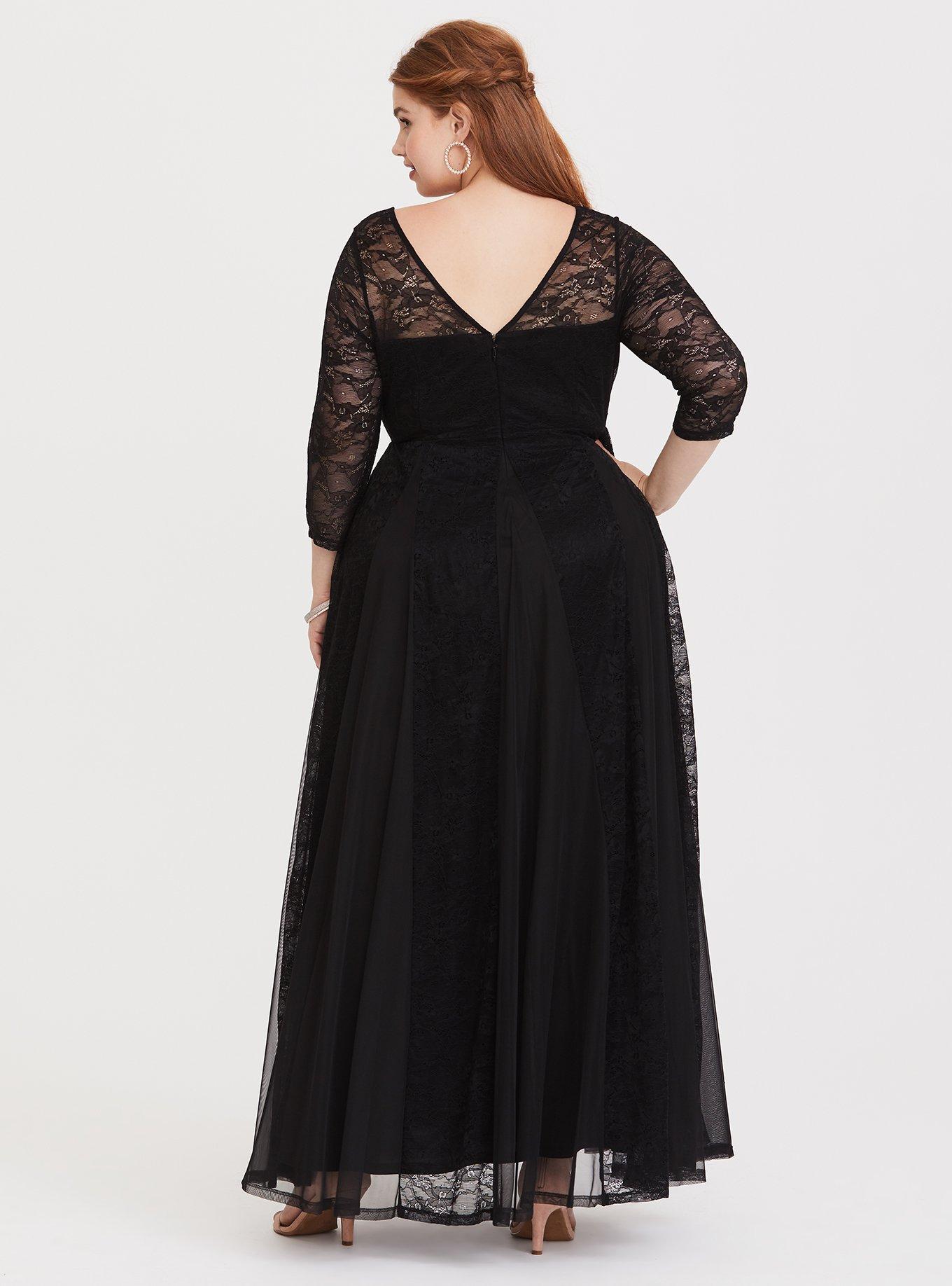 Plus Size - Special Occasion Black Lace Illusion Gown - Torrid