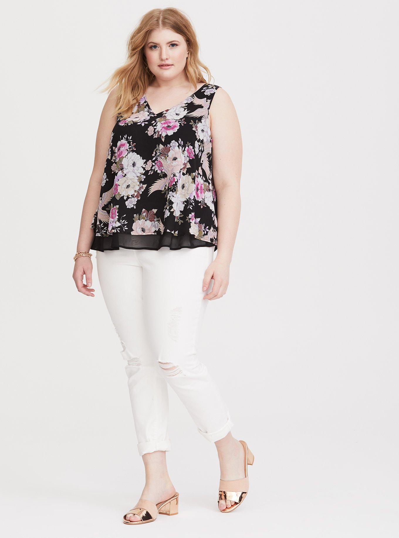 Plus Size - Black Floral Double Layer Chiffon Tank - Torrid