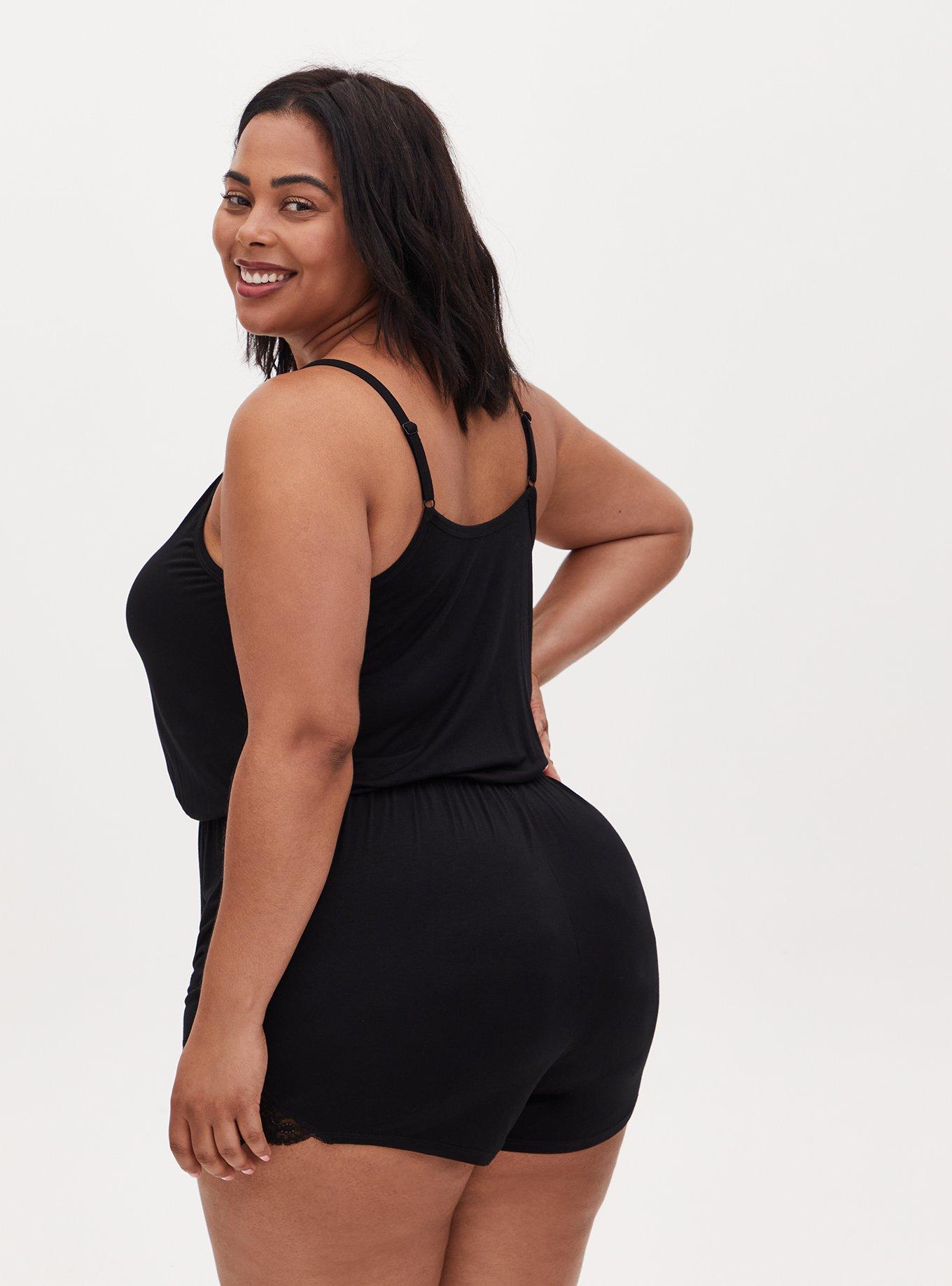 Plus Size Super Soft Lace Trim Sleep Romper Torrid