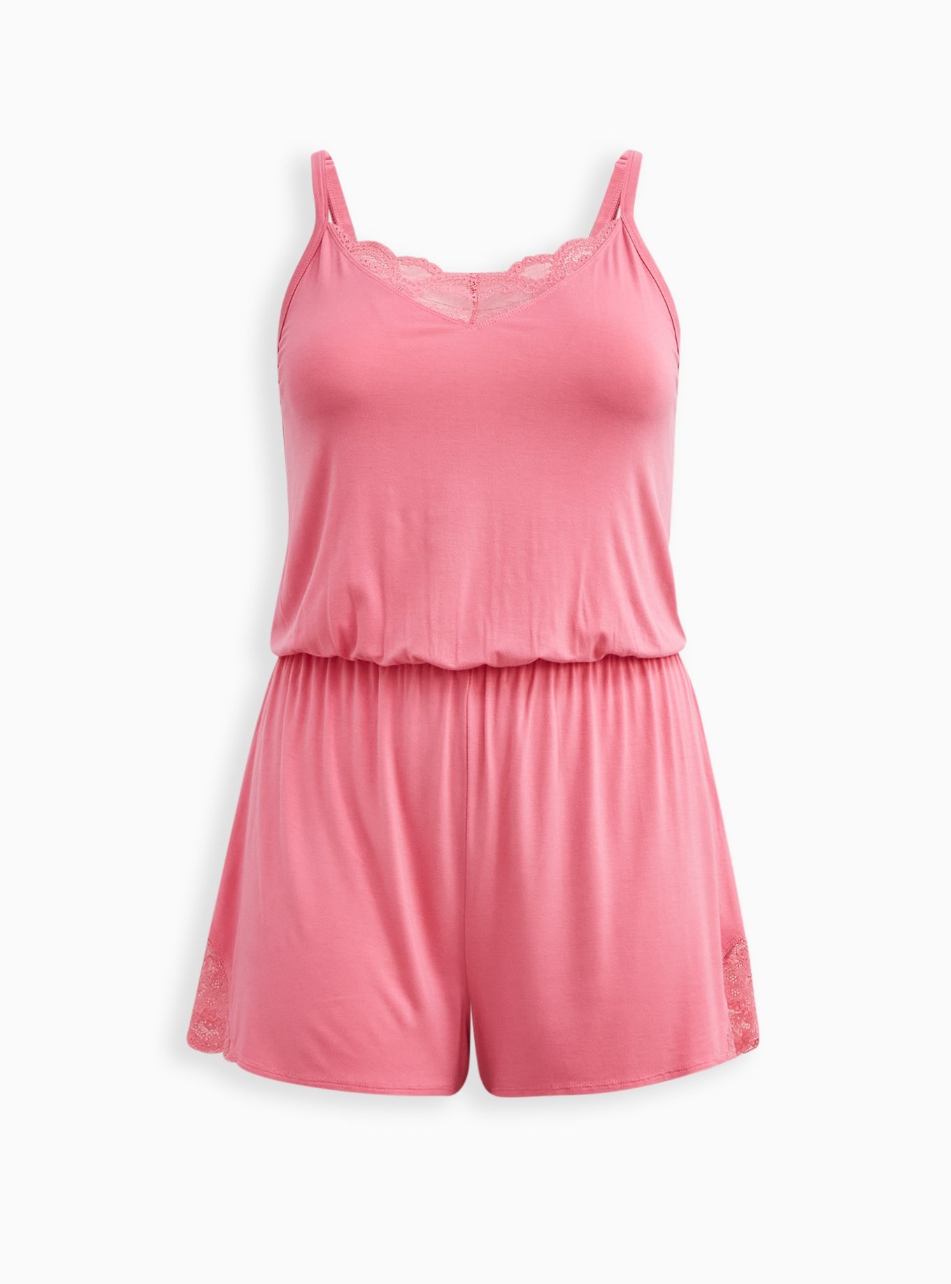 Plus Size - Super Soft Lace Trim Sleep Romper - Torrid