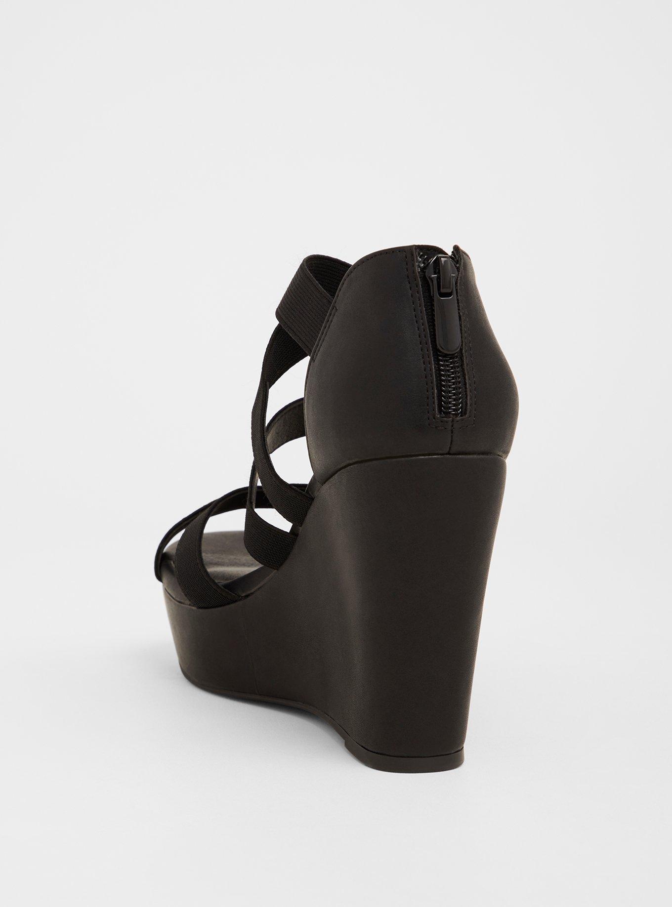 Black platform wedge hot sale
