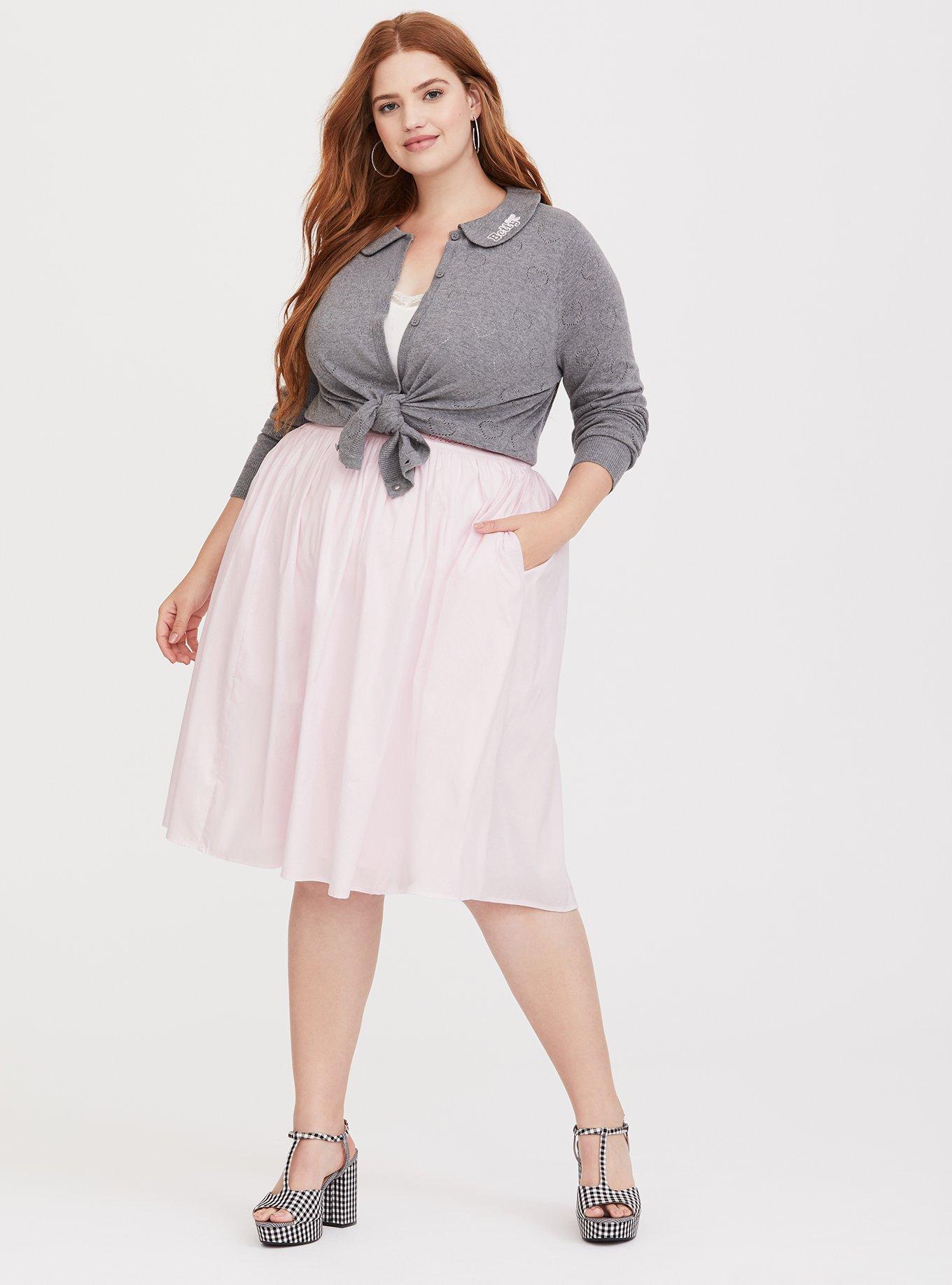 Plus size pink skater skirt best sale