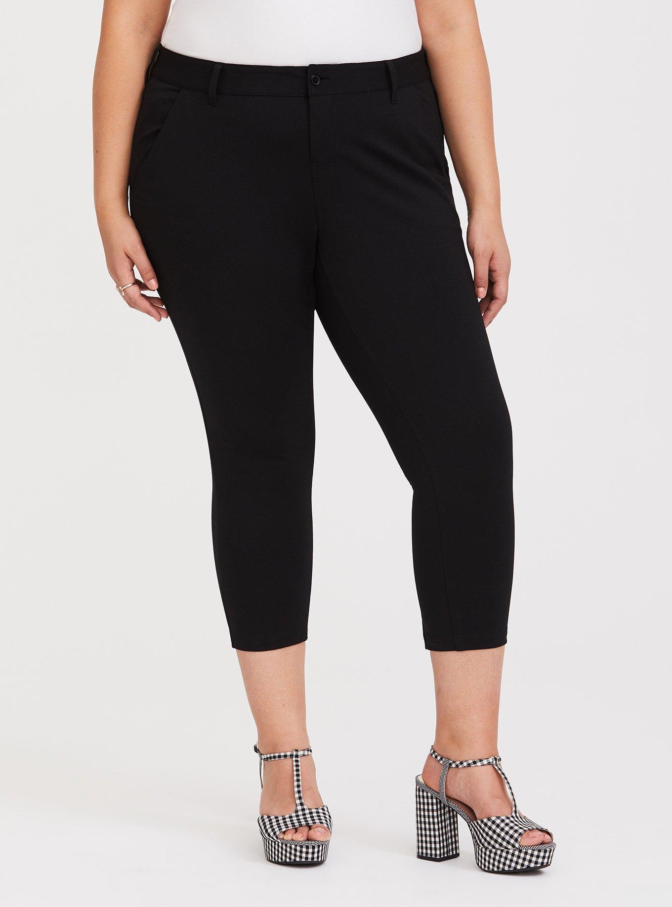 Plus Size Betty & Veronica - Veronica Black Embroidered Cigarette Cropped Pant, DEEP BLACK, alternate