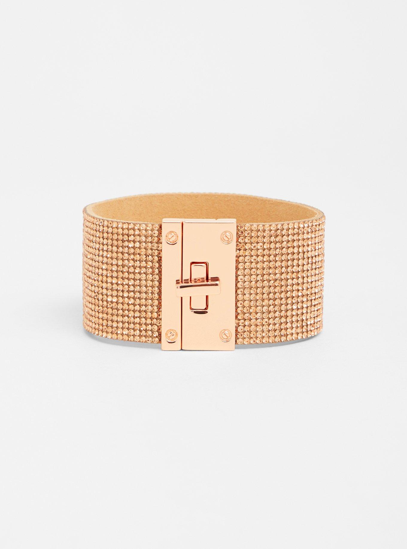 Rose Gold Rhinestone Bracelet, ROSE GOLD, alternate
