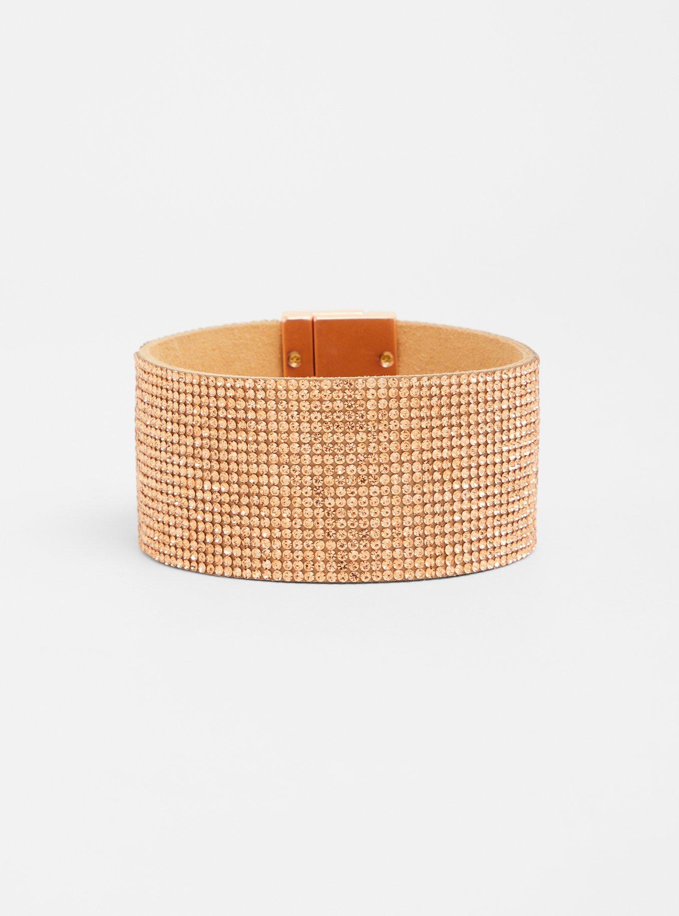 Rose Gold Rhinestone Bracelet, ROSE GOLD, hi-res