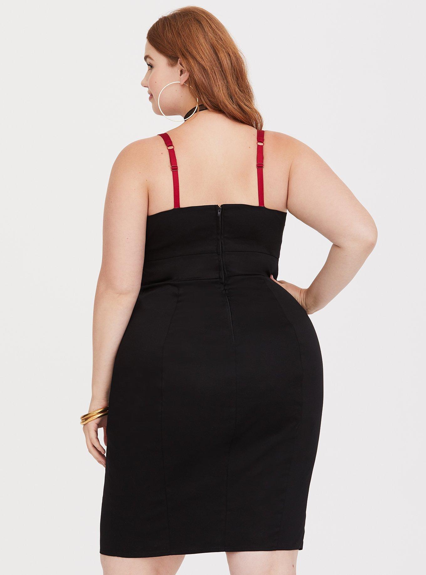 Betty & Veronica - Veronica Black & Red Lipstick Bodycon Bustier Dress, DEEP BLACK, alternate