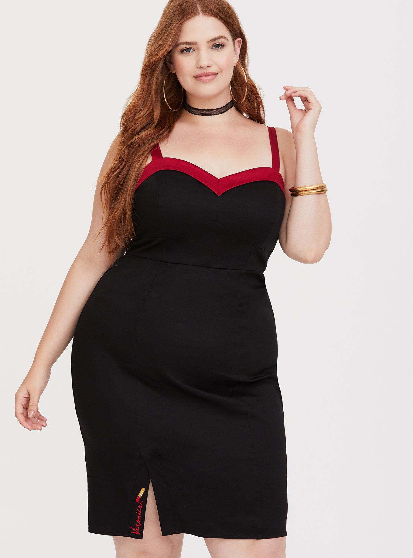 Betty & Veronica - Veronica Black & Red Lipstick Bodycon Bustier Dress, , hi-res