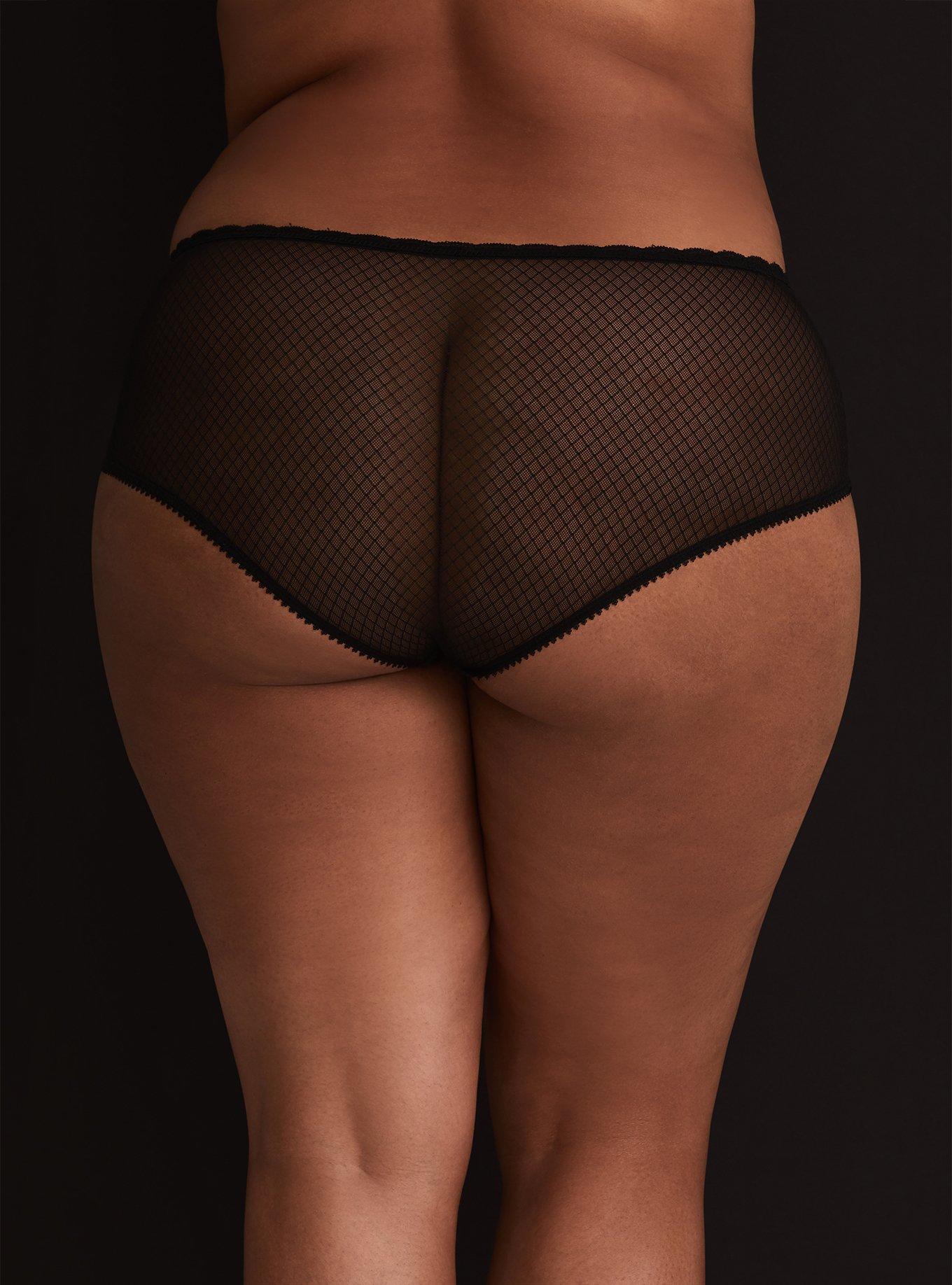 Black Mixed Pattern Cheeky Panty, RICH BLACK, alternate