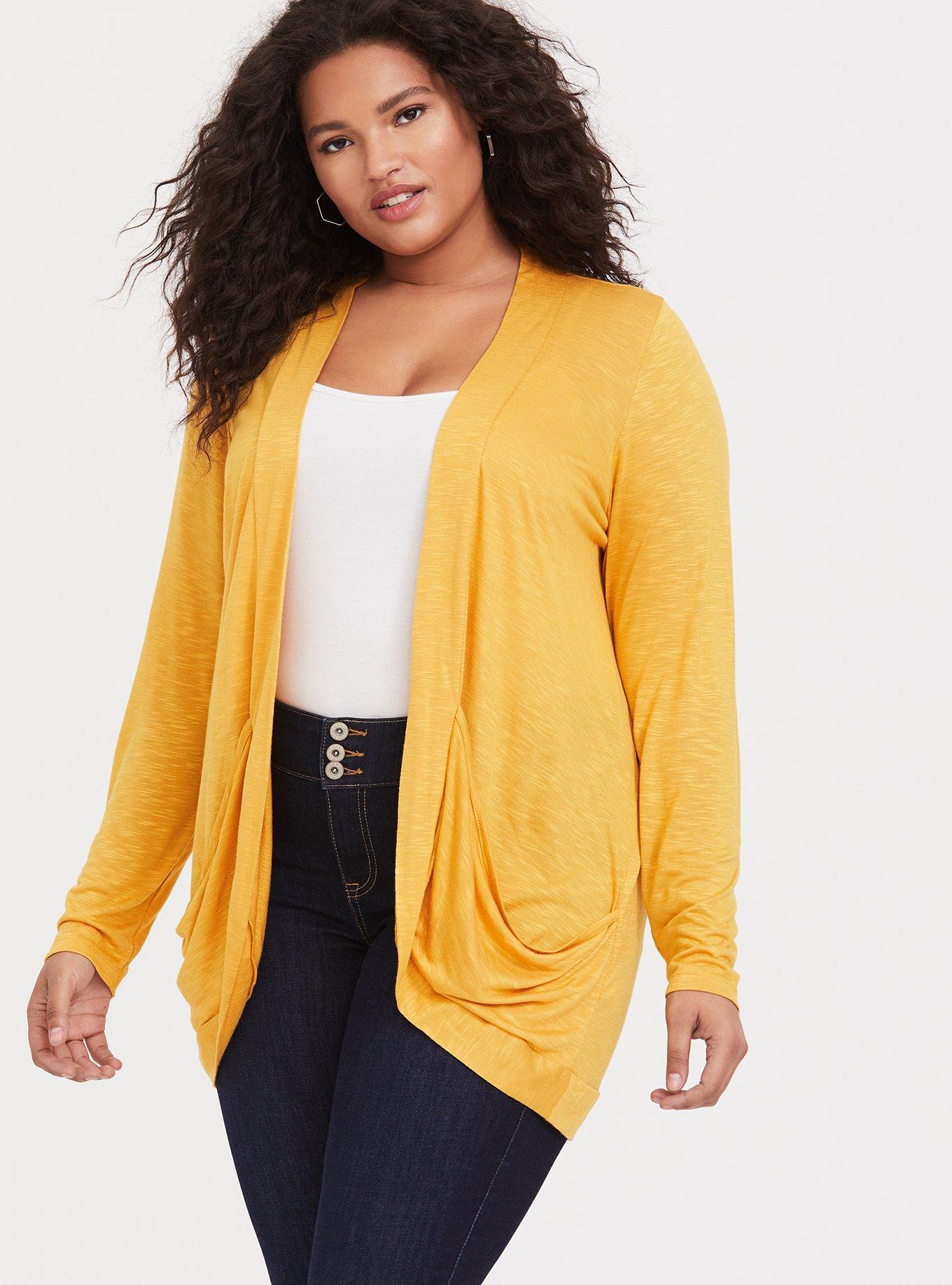 Plus size 2025 mustard cardigan