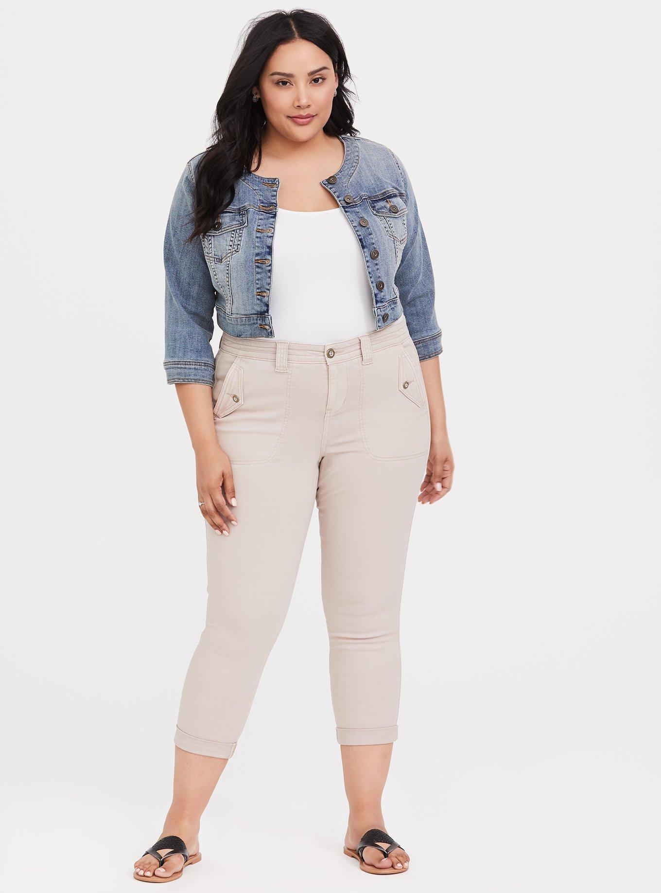 Torrid collarless jean jacket sale