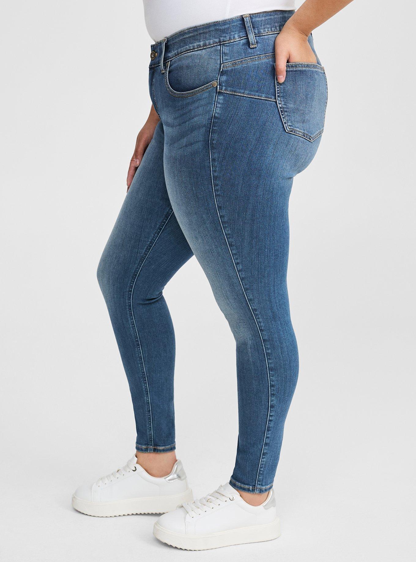 Ladies Ex High Street Mid Waist Jeans Skinny Denim Jeggings Lift Shape  Pants