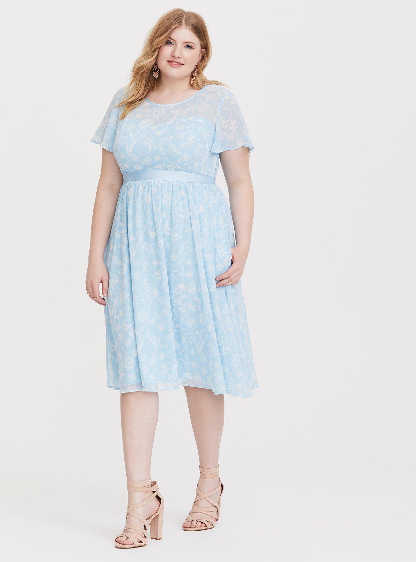 Plus Size - Her Universe Disney Alice Garden Print Chiffon Skater Dress -  Torrid