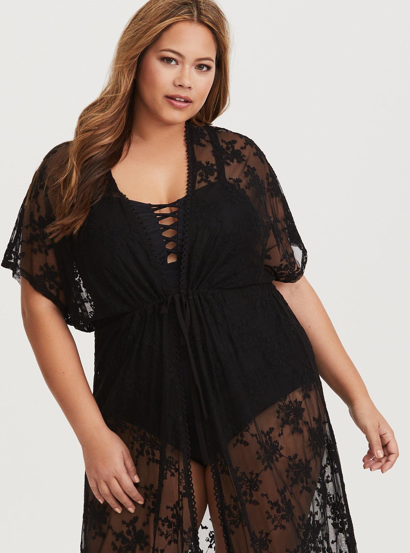 NWT Torrid Plus Size 2 2X 18/20 BLACK HACCI LACE OVERLAY TOP