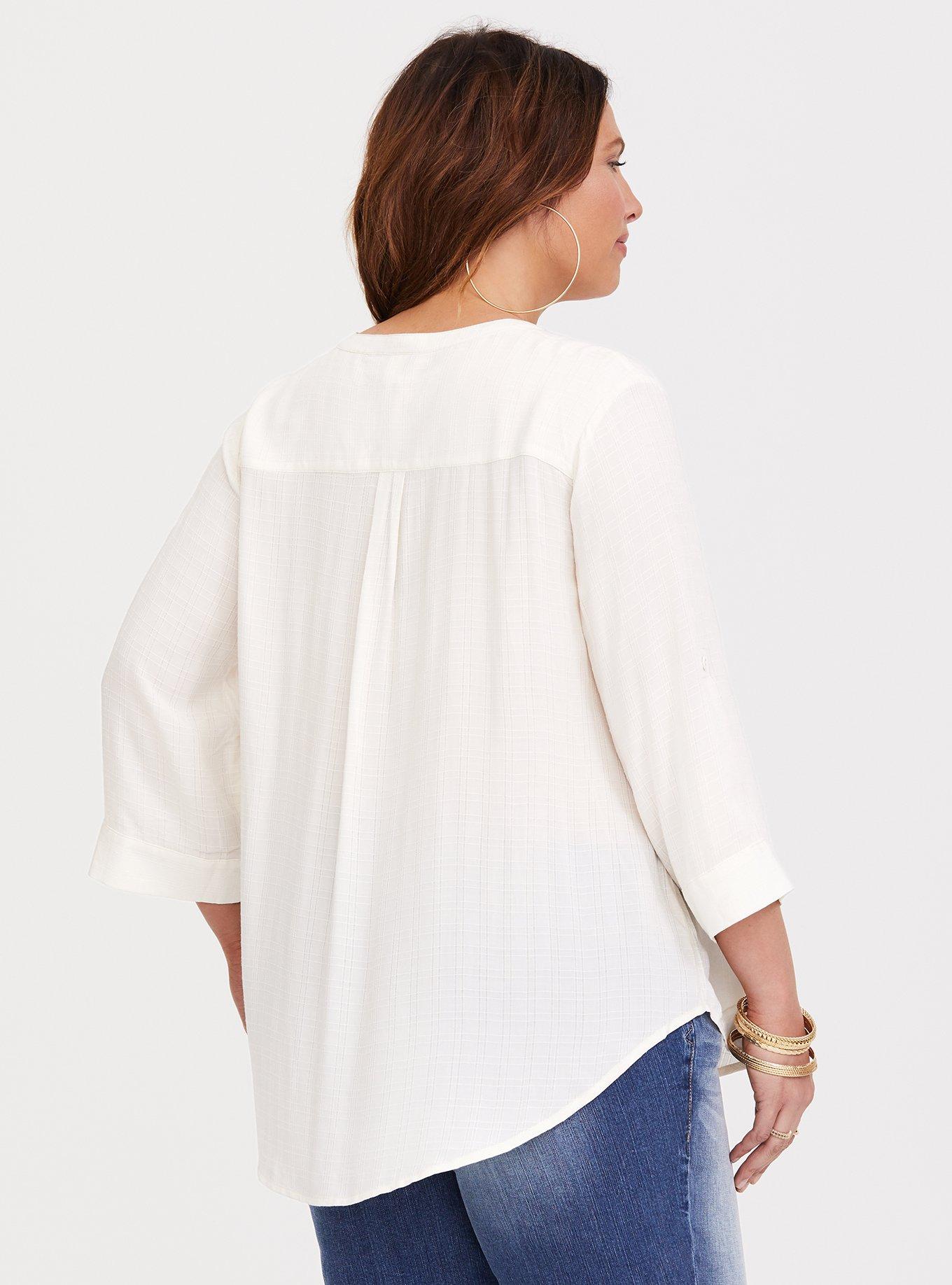 Harper - Ivory Lace-Up Pullover Blouse, WHITE, alternate