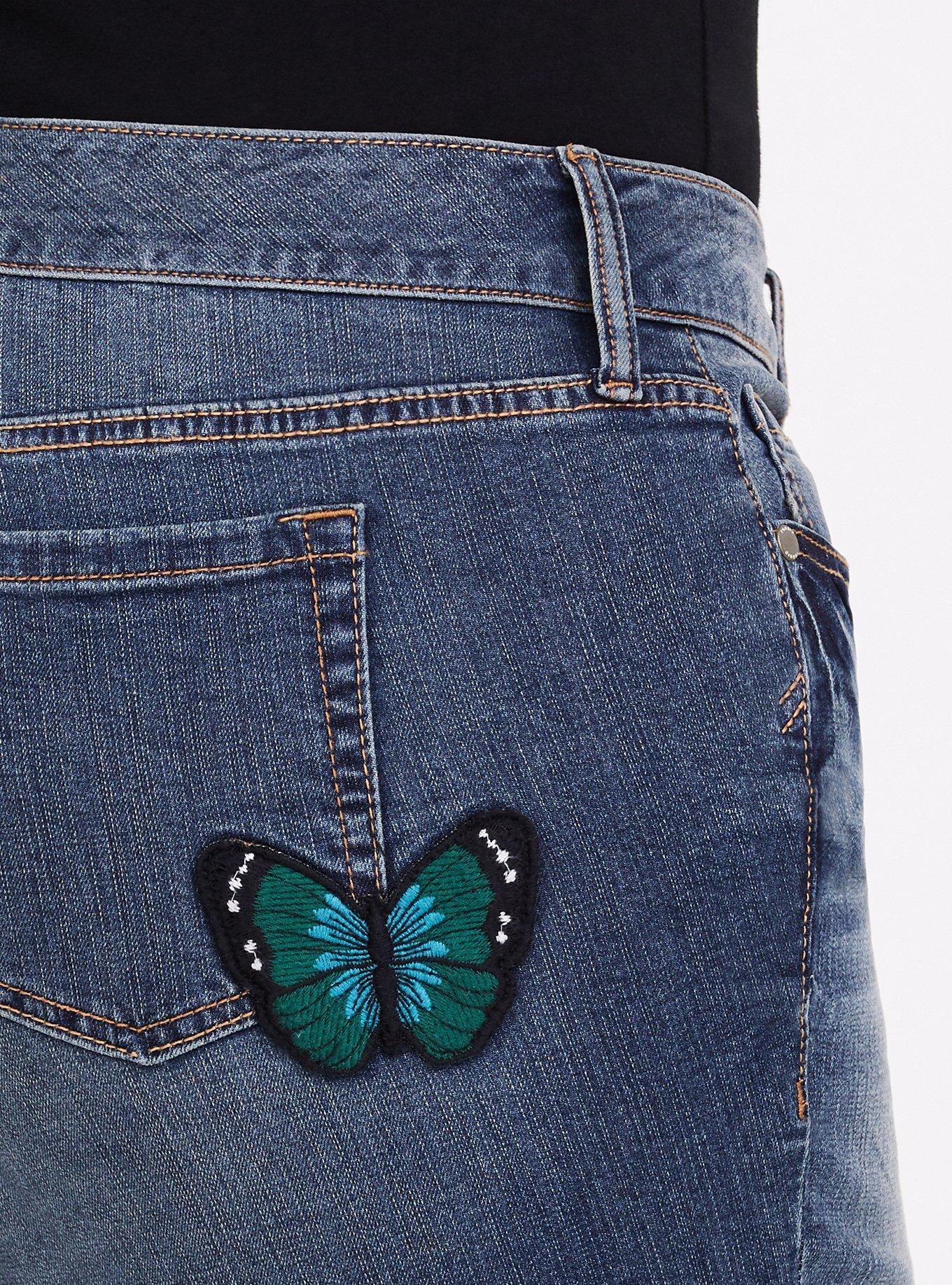 Plus Size Crop Boyfriend Jean - Vintage Stretch Dark Wash, BLUE, alternate