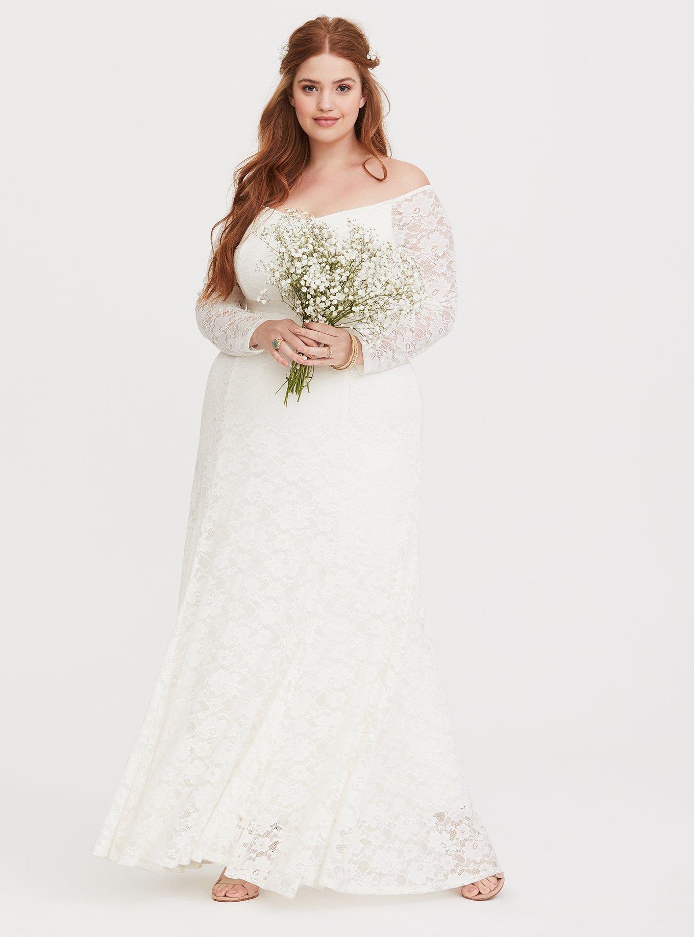 Plus Size Special Occasion White Lace Gown Torrid