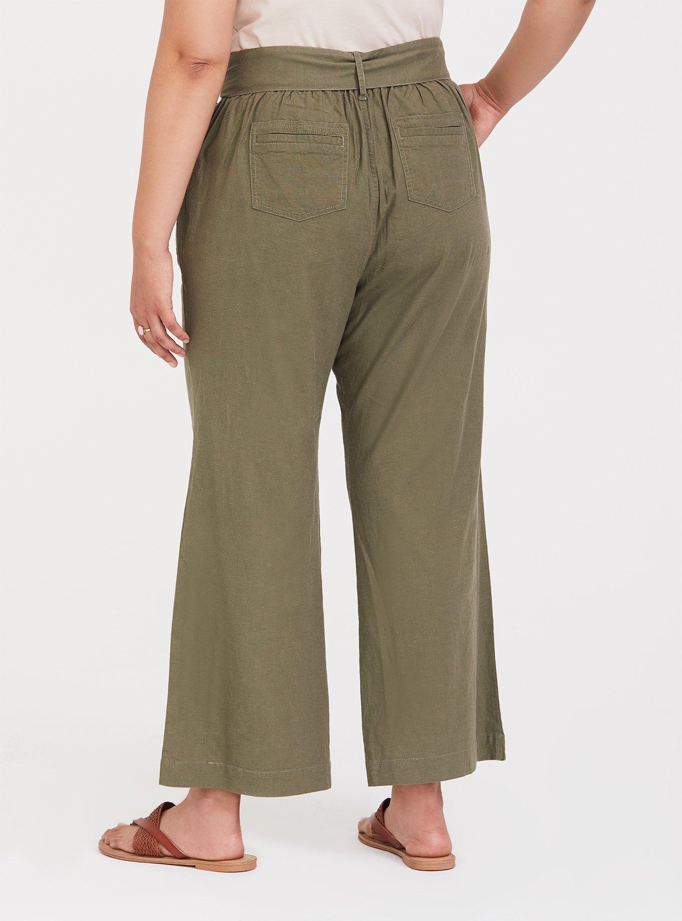 Plus Size Stretch Linen Wide Leg Pant - Dusty Olive Wash, DUSTY OLIVE, alternate
