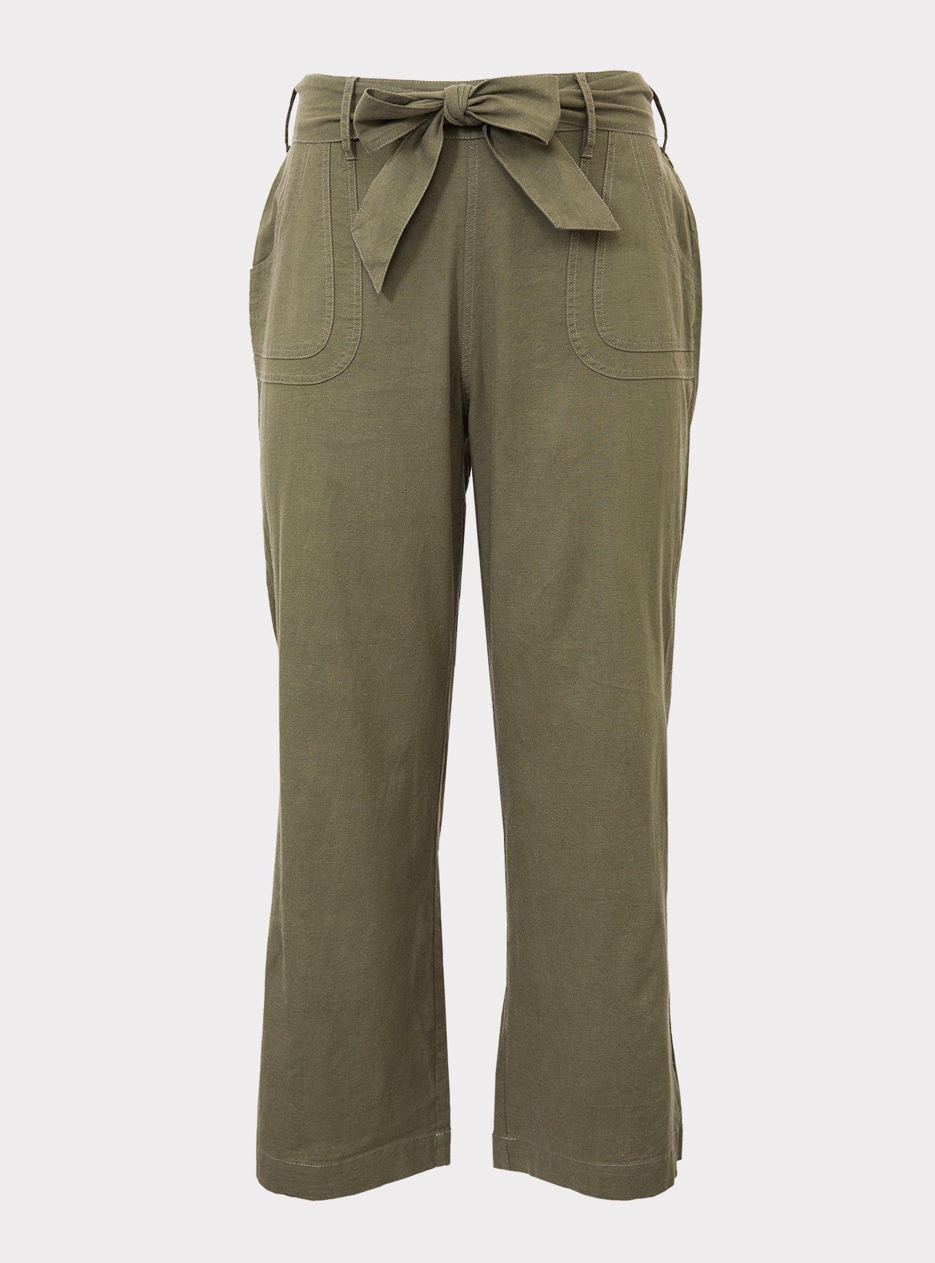Stretch Linen Wide Leg Pant - Dusty Olive Wash, , hi-res