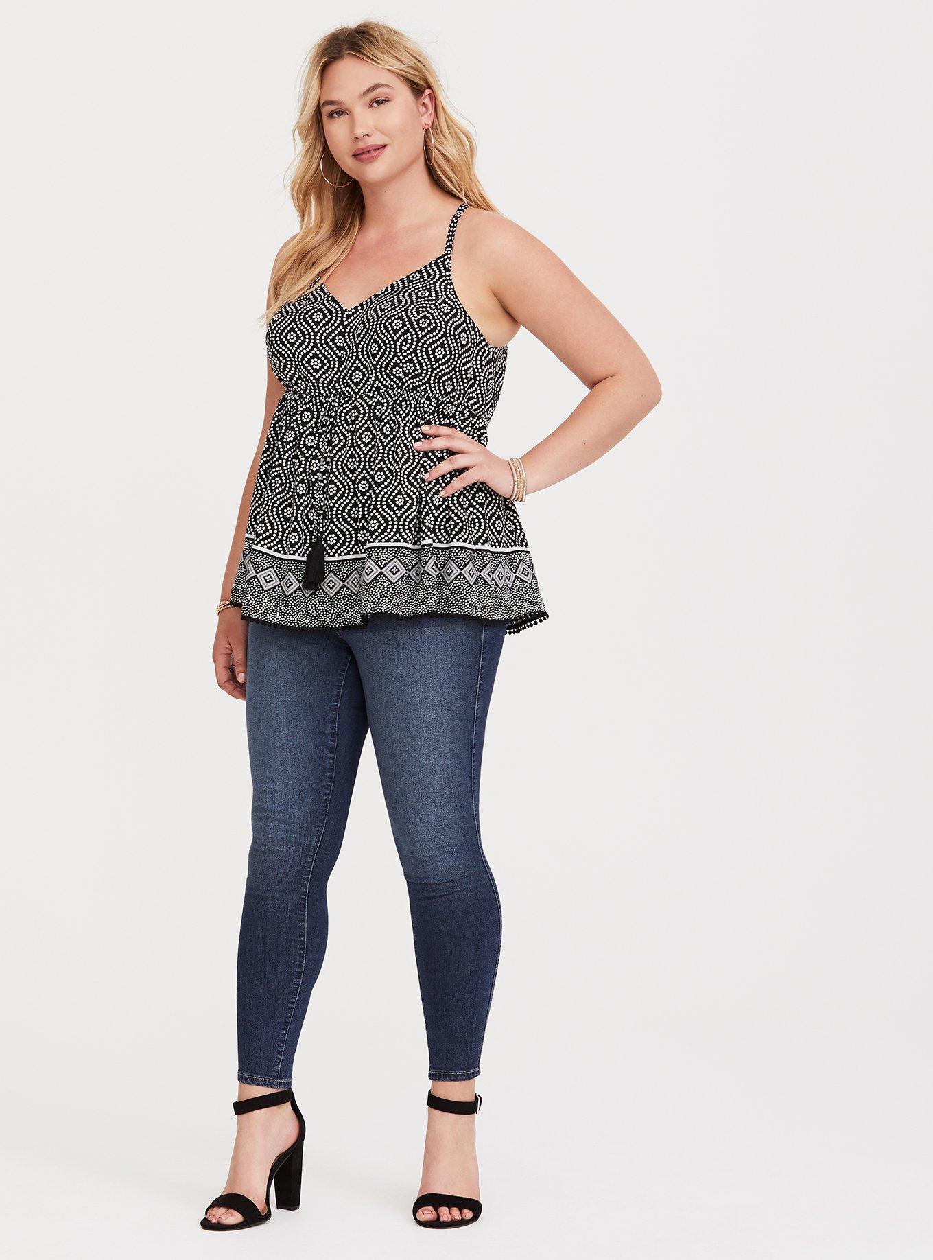 Black & White Border Print Challis Cami, NONEC, alternate