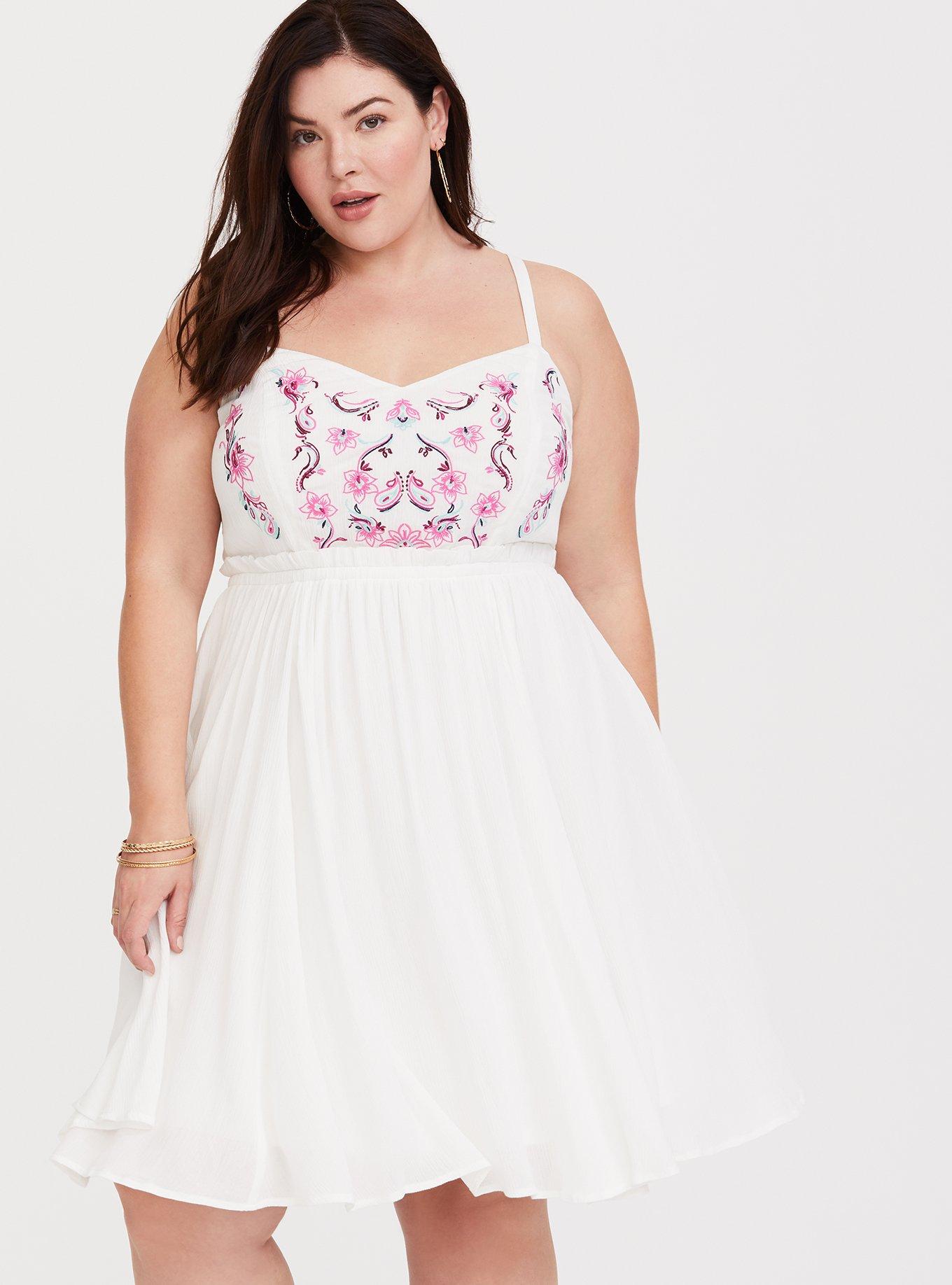 Plus size white gauze dress sale