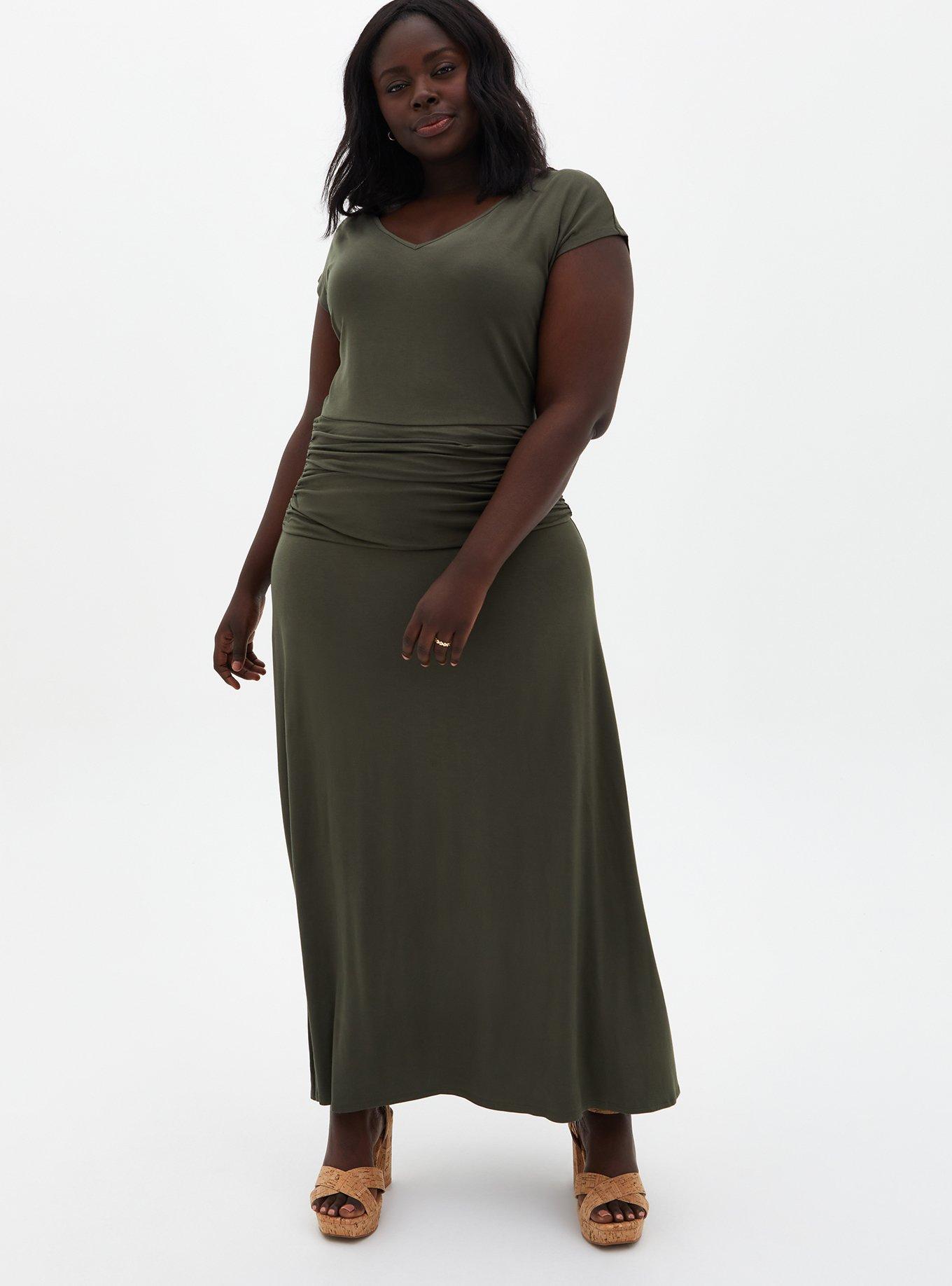 Plus Size - Maxi Jersey Shirred Dress - Torrid