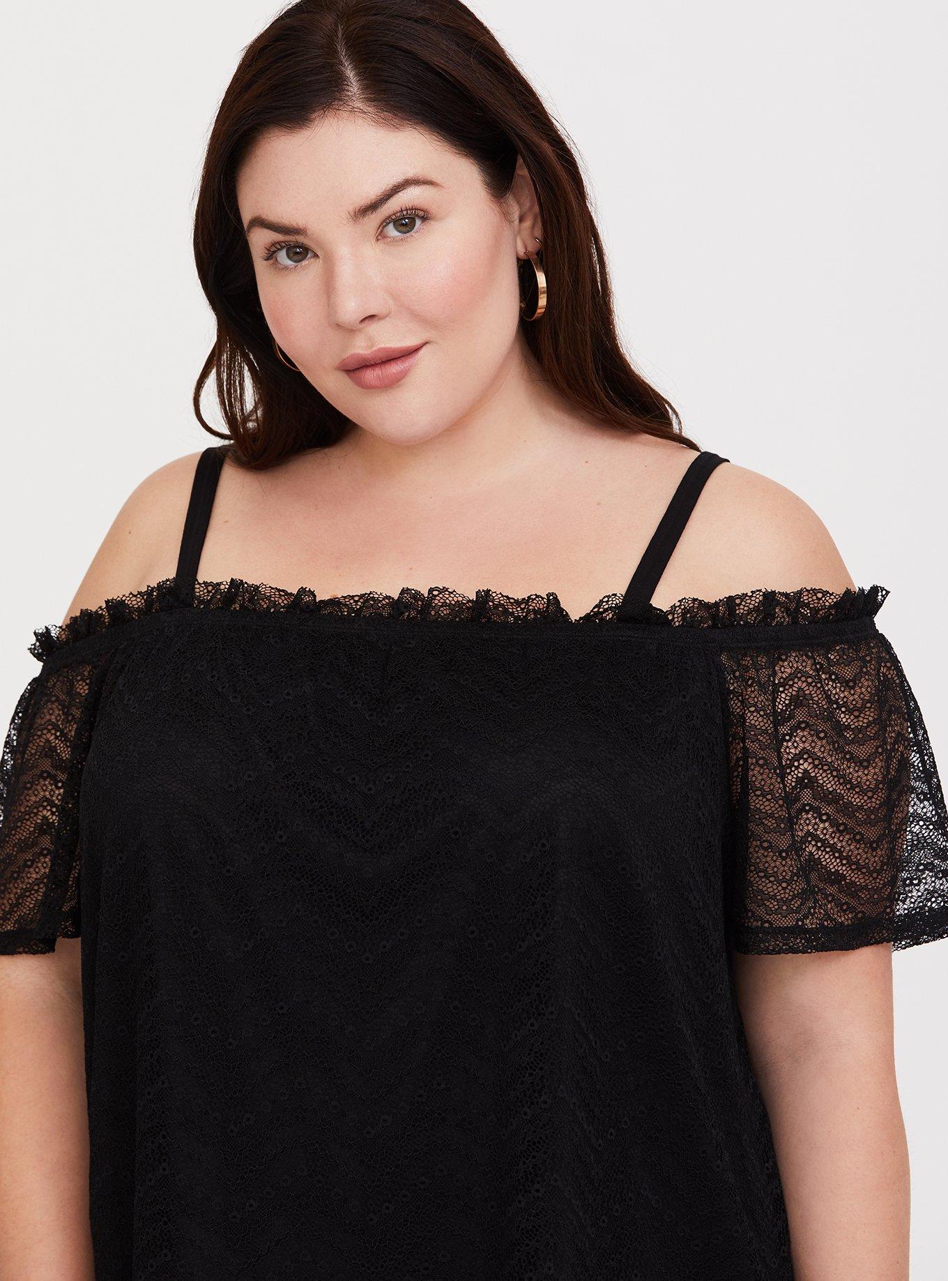 Plus Size Black Lace Cold Shoulder Top Torrid