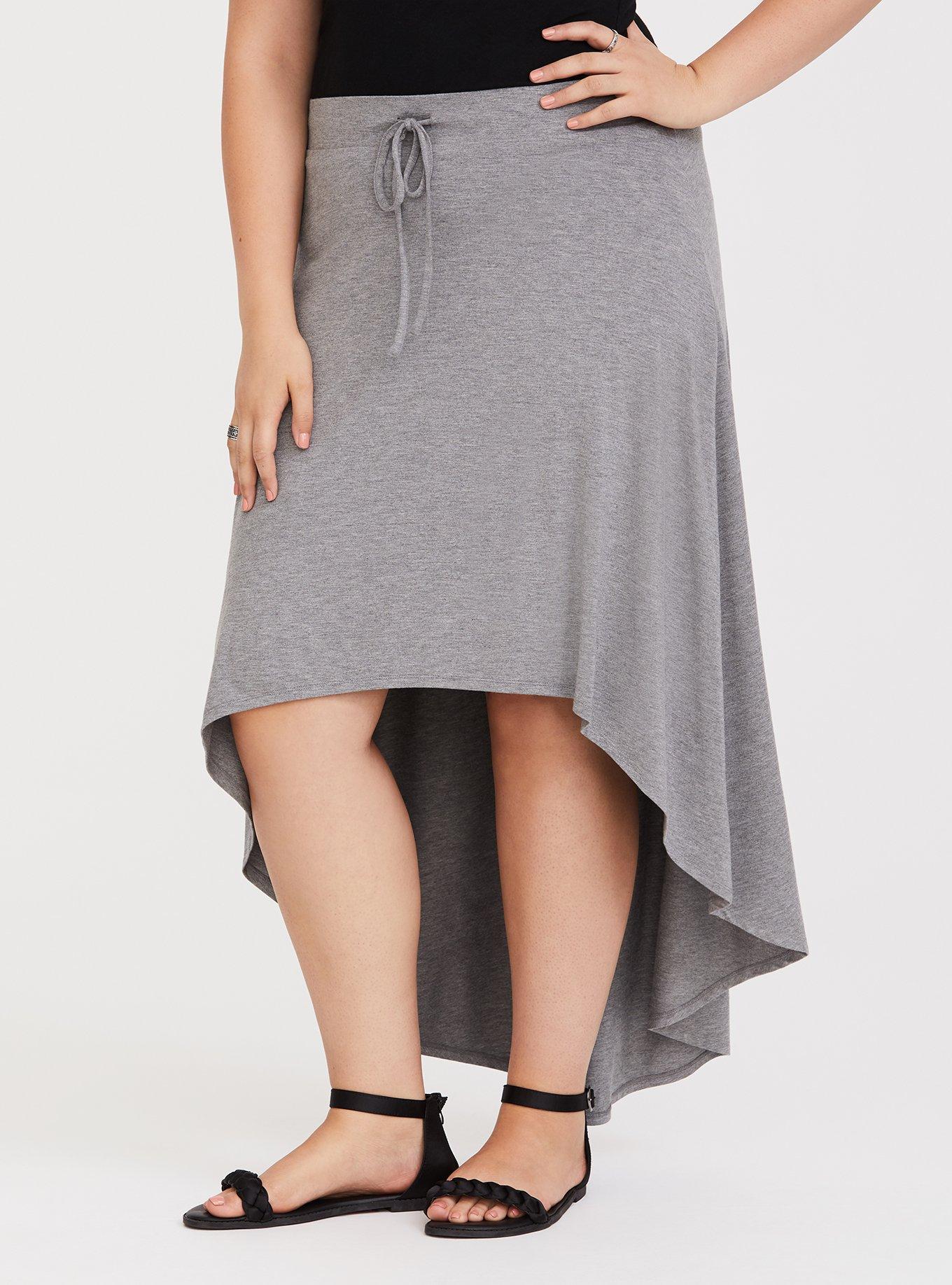 Plus Size Grey Hi Lo Jersey Maxi Skirt Torrid