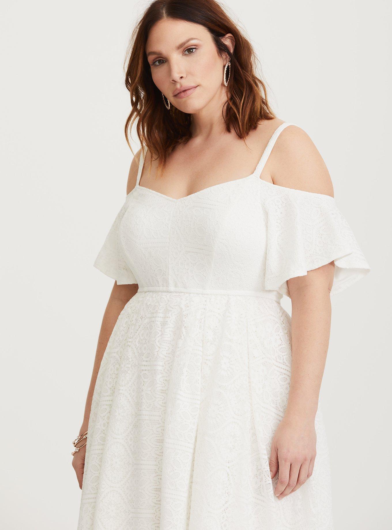 Special Occasion Ivory Lace Skater Dress, CLOUD DANCER, alternate