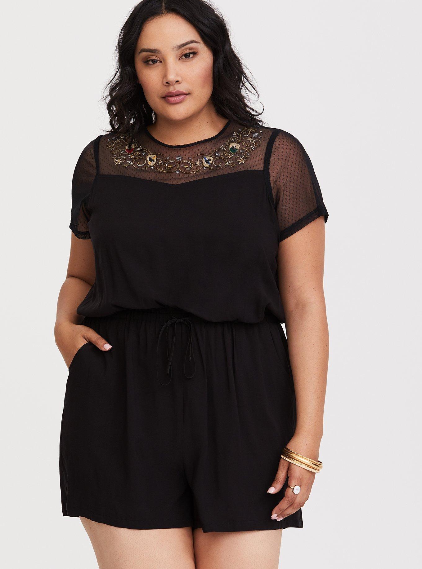 Harry Potter Embroidered Mesh Romper, DEEP BLACK, hi-res