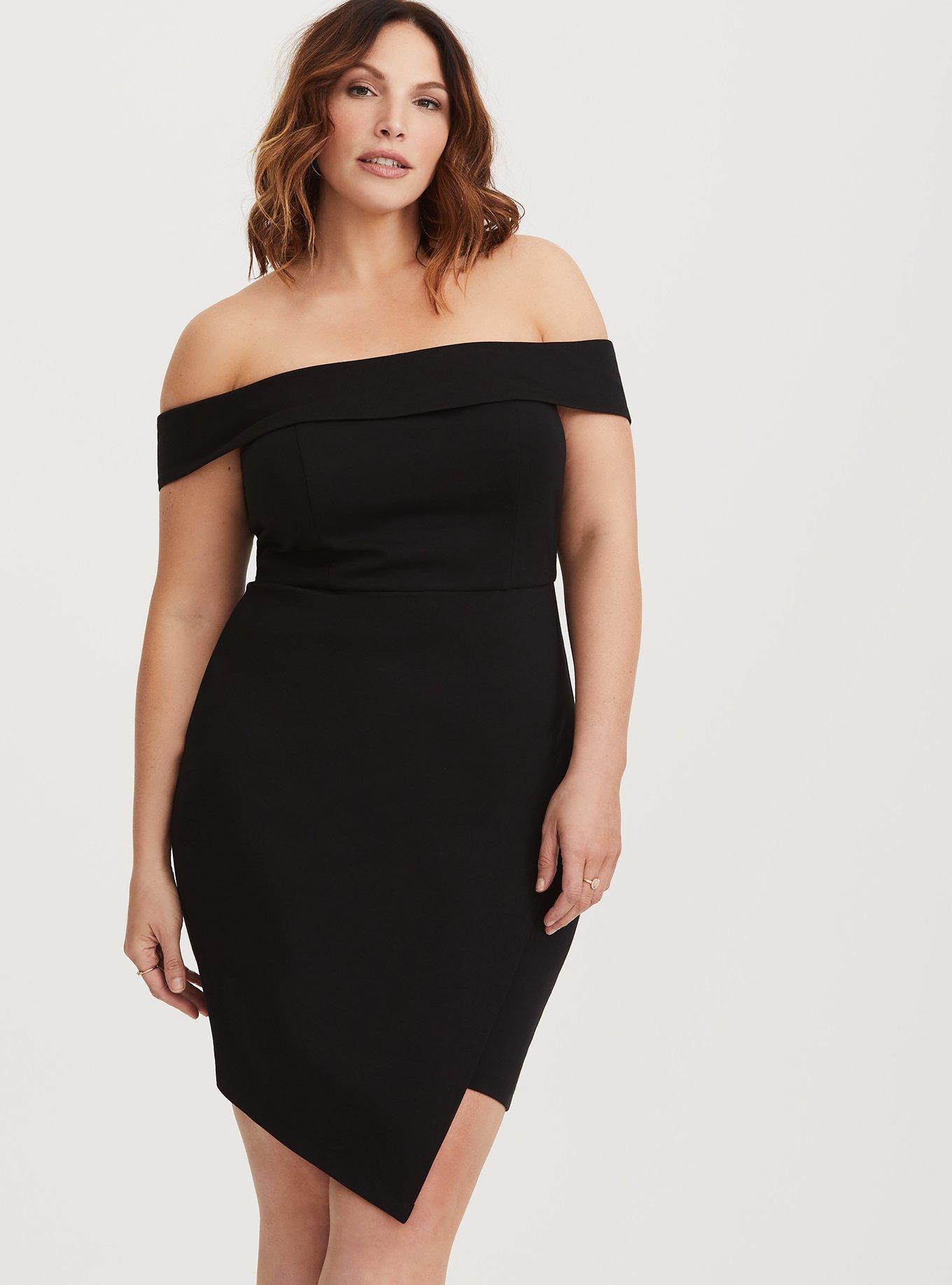 JOSEMOON POWER SHOULDER MINIDRESS サイズ36 Plus Size - Black Off Shoulder Ponte Mini Dress - Torrid