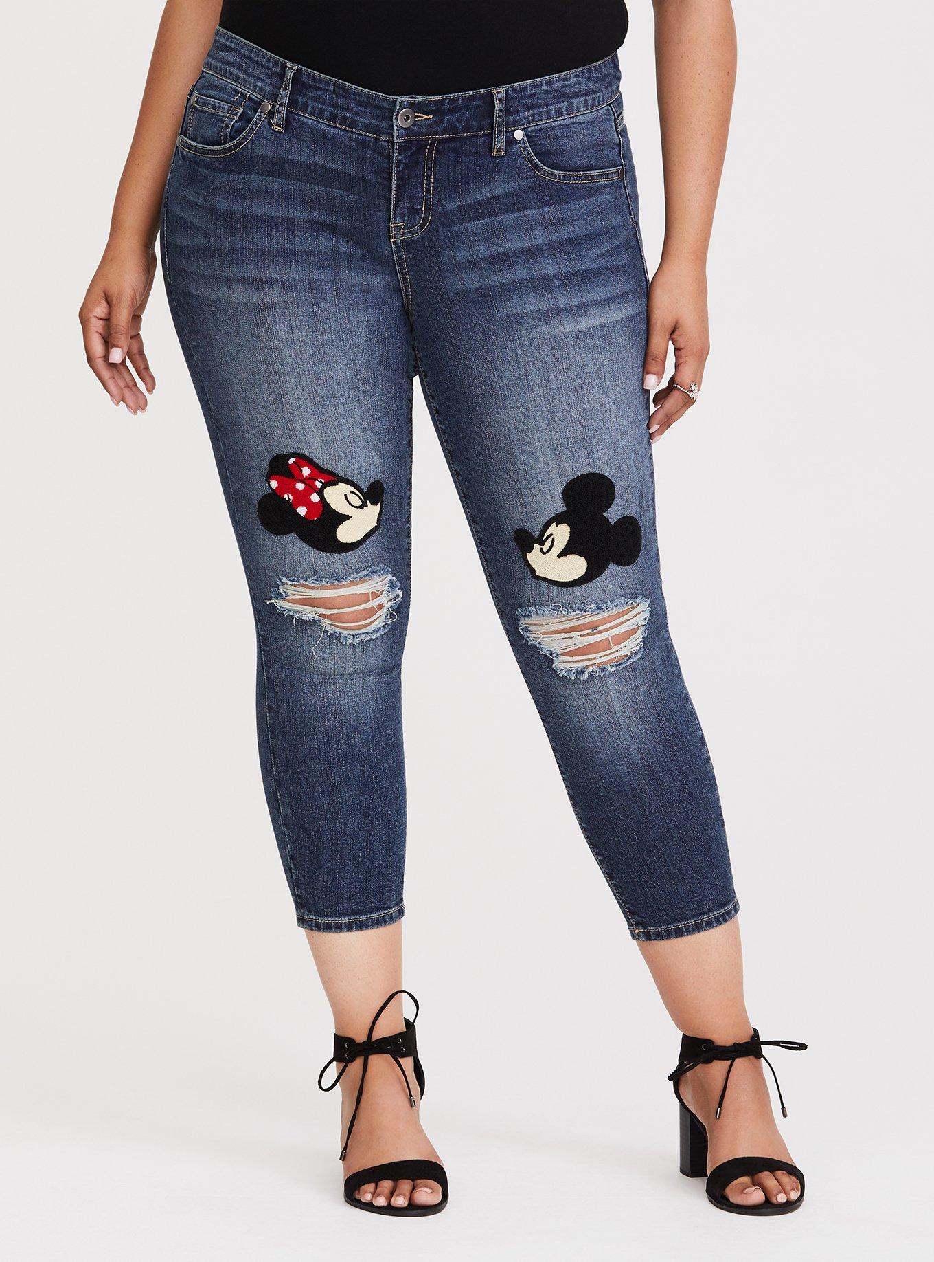 Plus Size - Disney Mickey & Minnie Mouse Patch Jean - Medium Wash