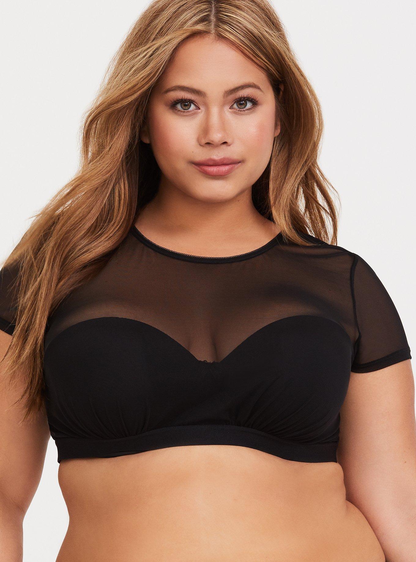 Buy Black Mesh Crop Top With Short Sleeves Choker Neckline Sheer Mesh Top  Online in India 