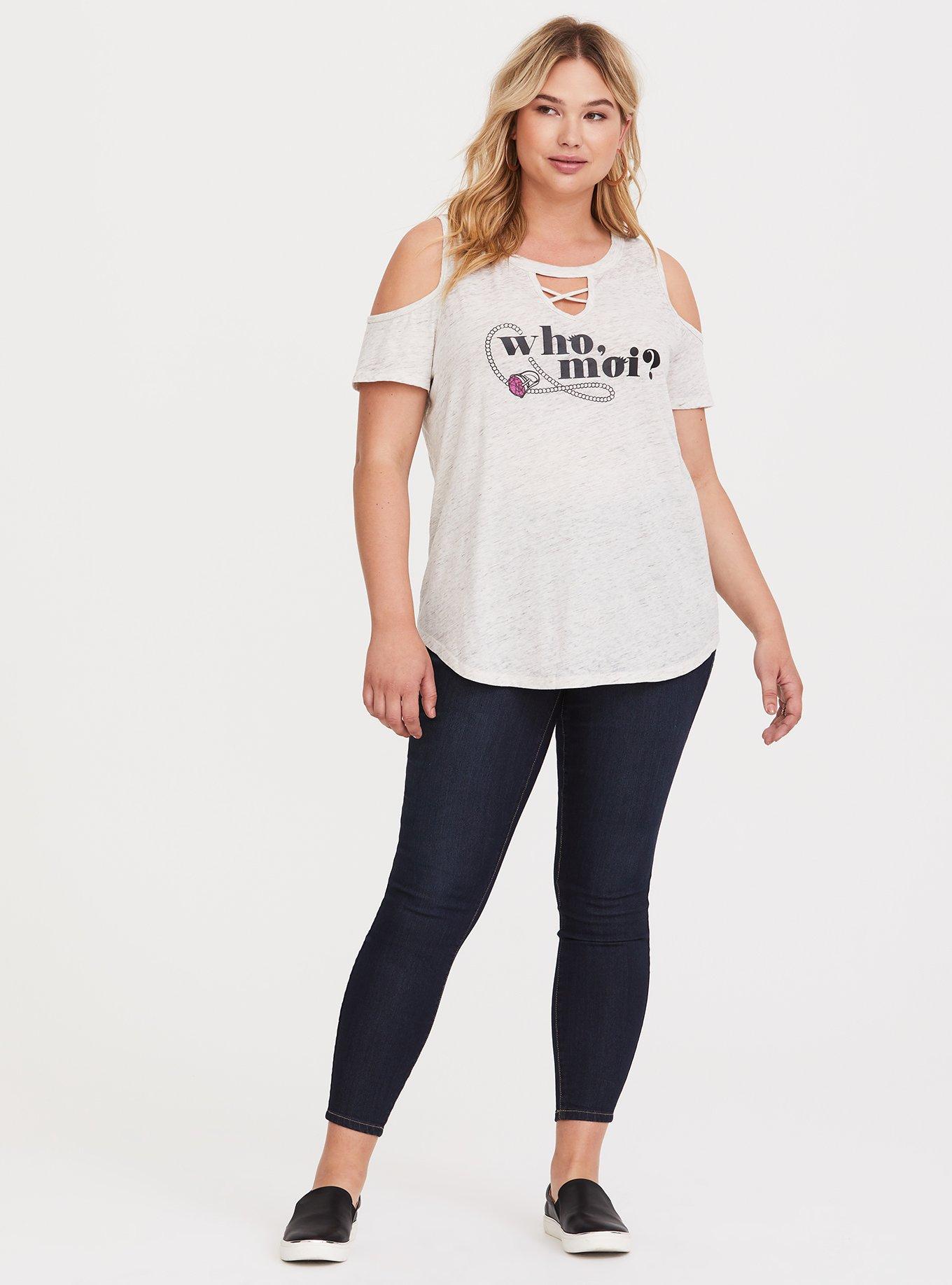 Disney Muppets Miss Piggy Cold Shoulder Top, OATMEAL HEATHER, alternate