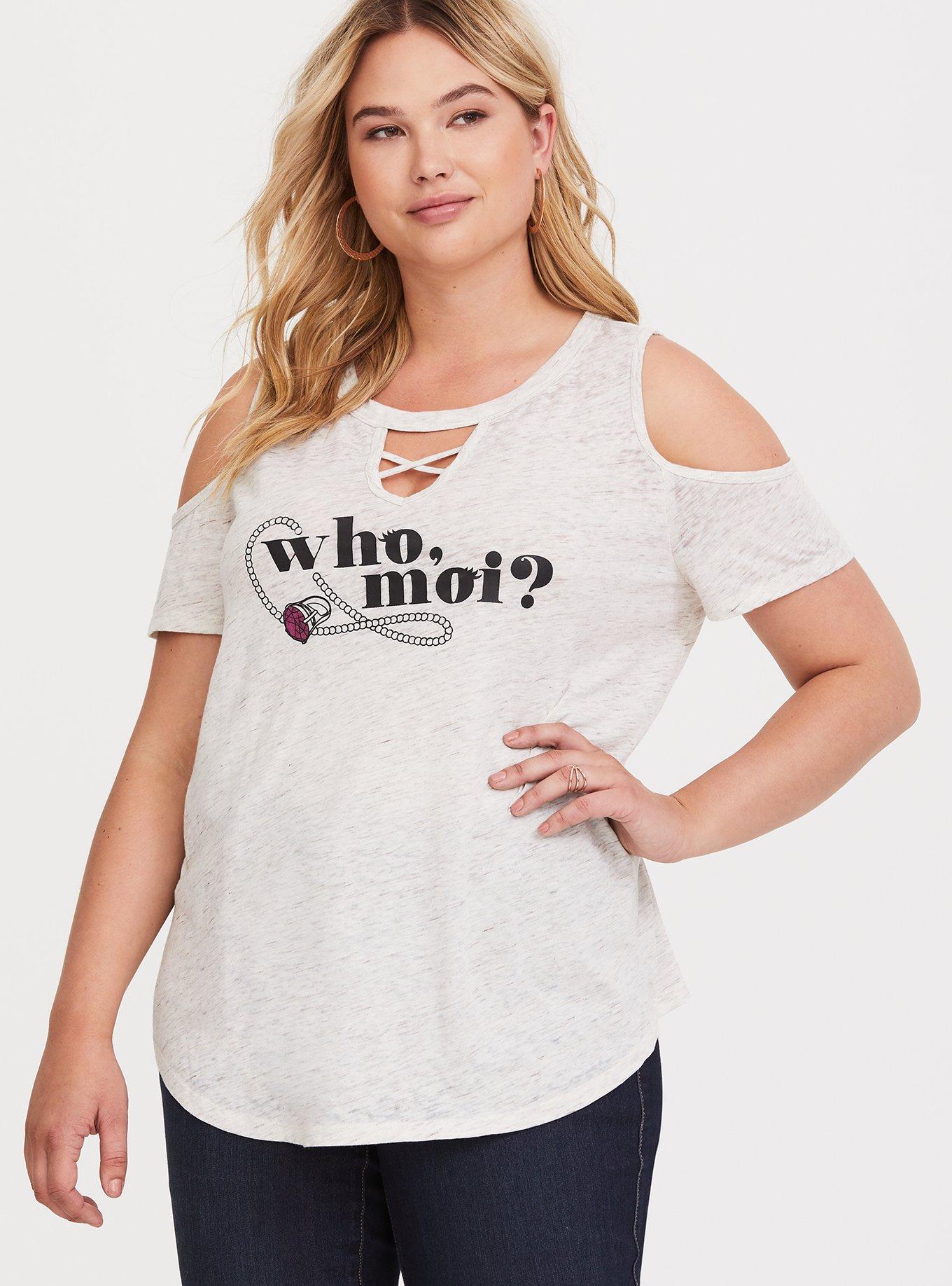 Disney Muppets Miss Piggy Cold Shoulder Top, OATMEAL HEATHER, alternate