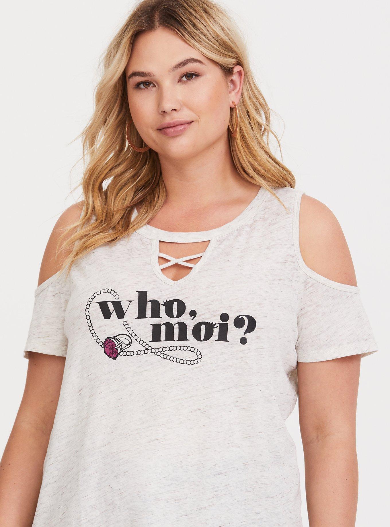 Disney Muppets Miss Piggy Cold Shoulder Top, OATMEAL HEATHER, hi-res