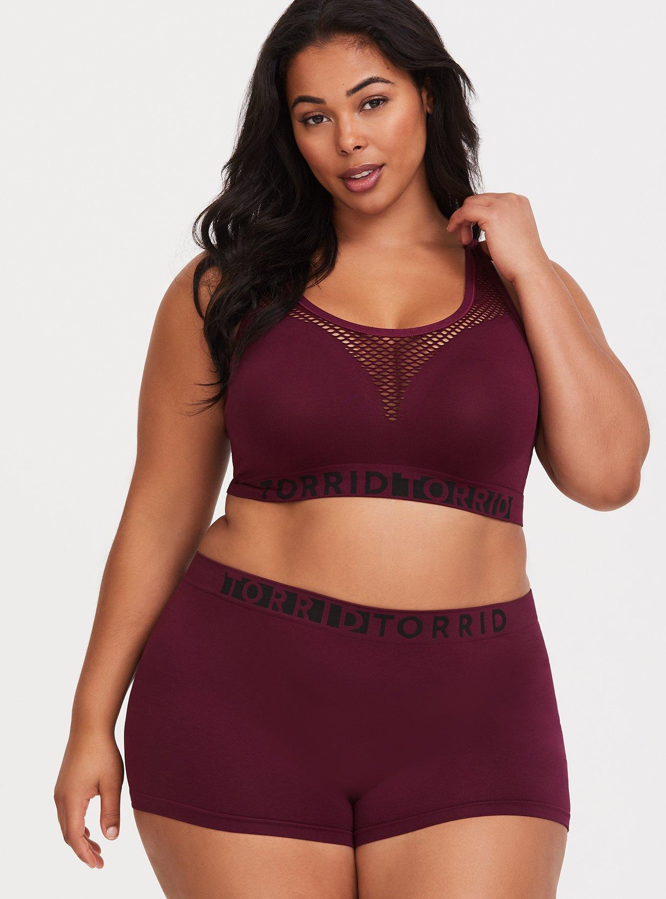Torrid Logo Merlot Seamless Boyshort Panty, DEEP MERLOT, alternate