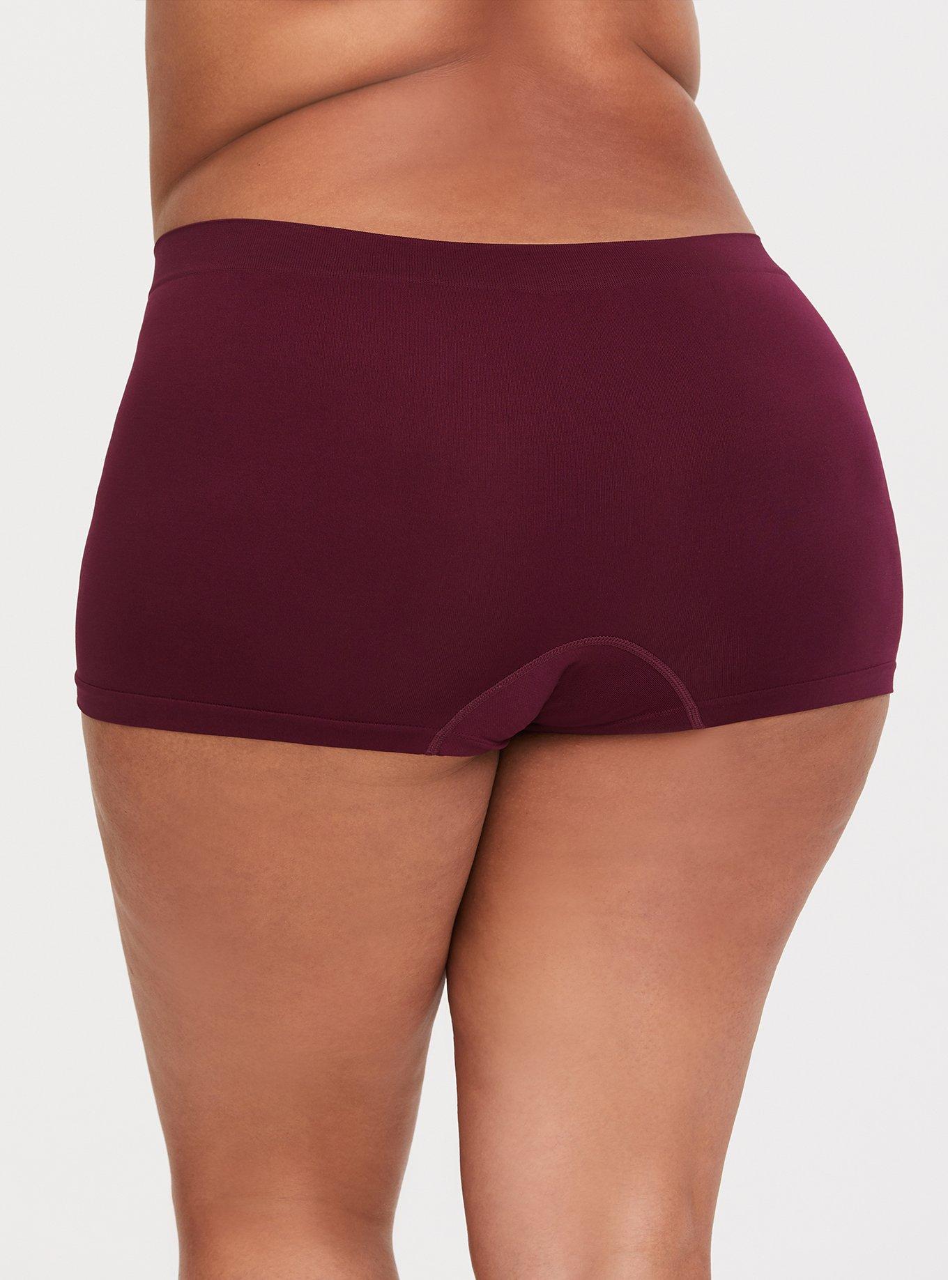Torrid Logo Merlot Seamless Boyshort Panty, DEEP MERLOT, alternate
