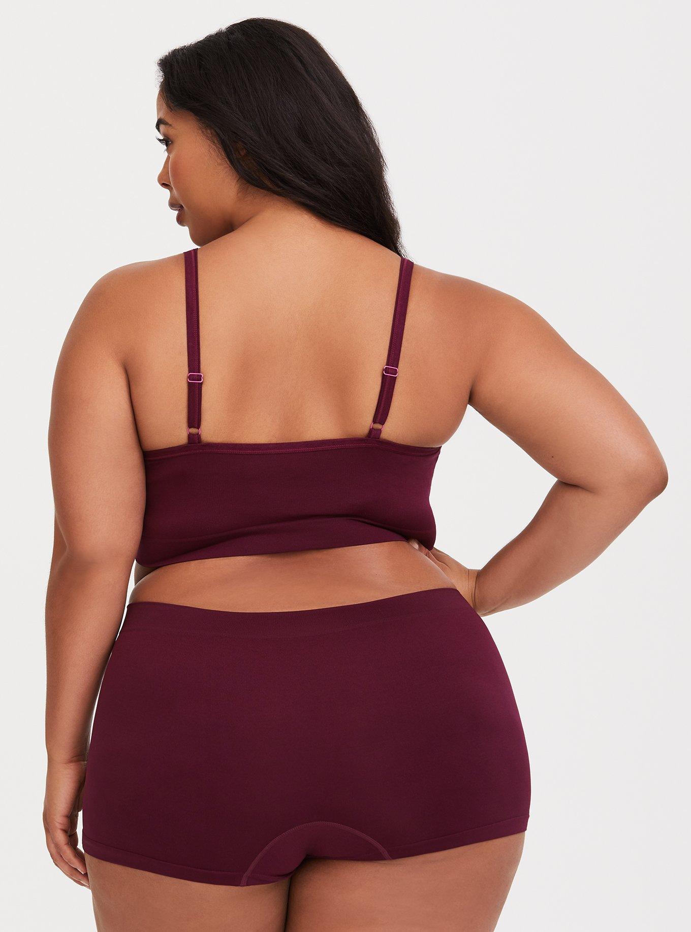 Torrid Logo Merlot Seamless Boyshort Panty, DEEP MERLOT, alternate